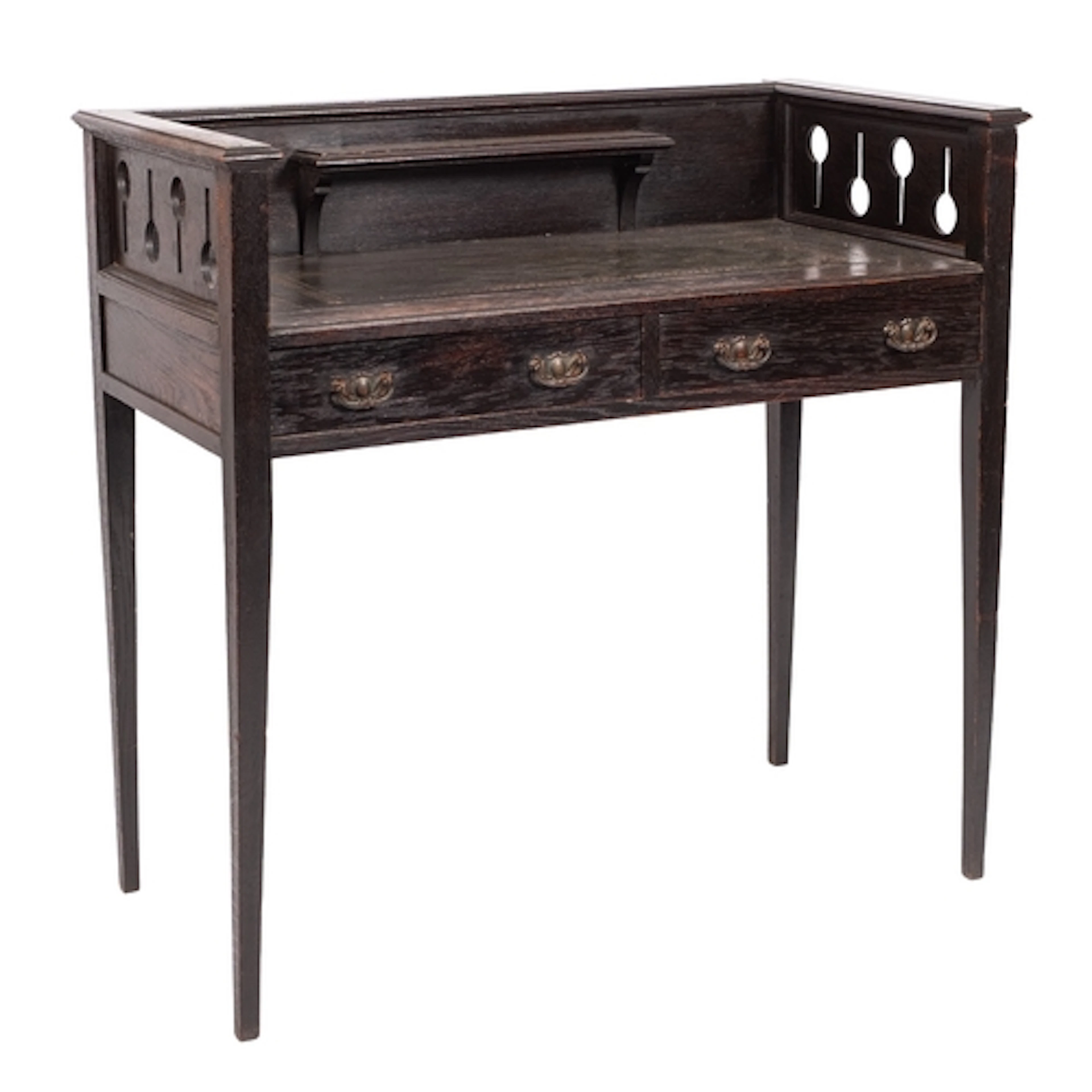 A Victorian stained oak writing table in Aesthetic Movement ...