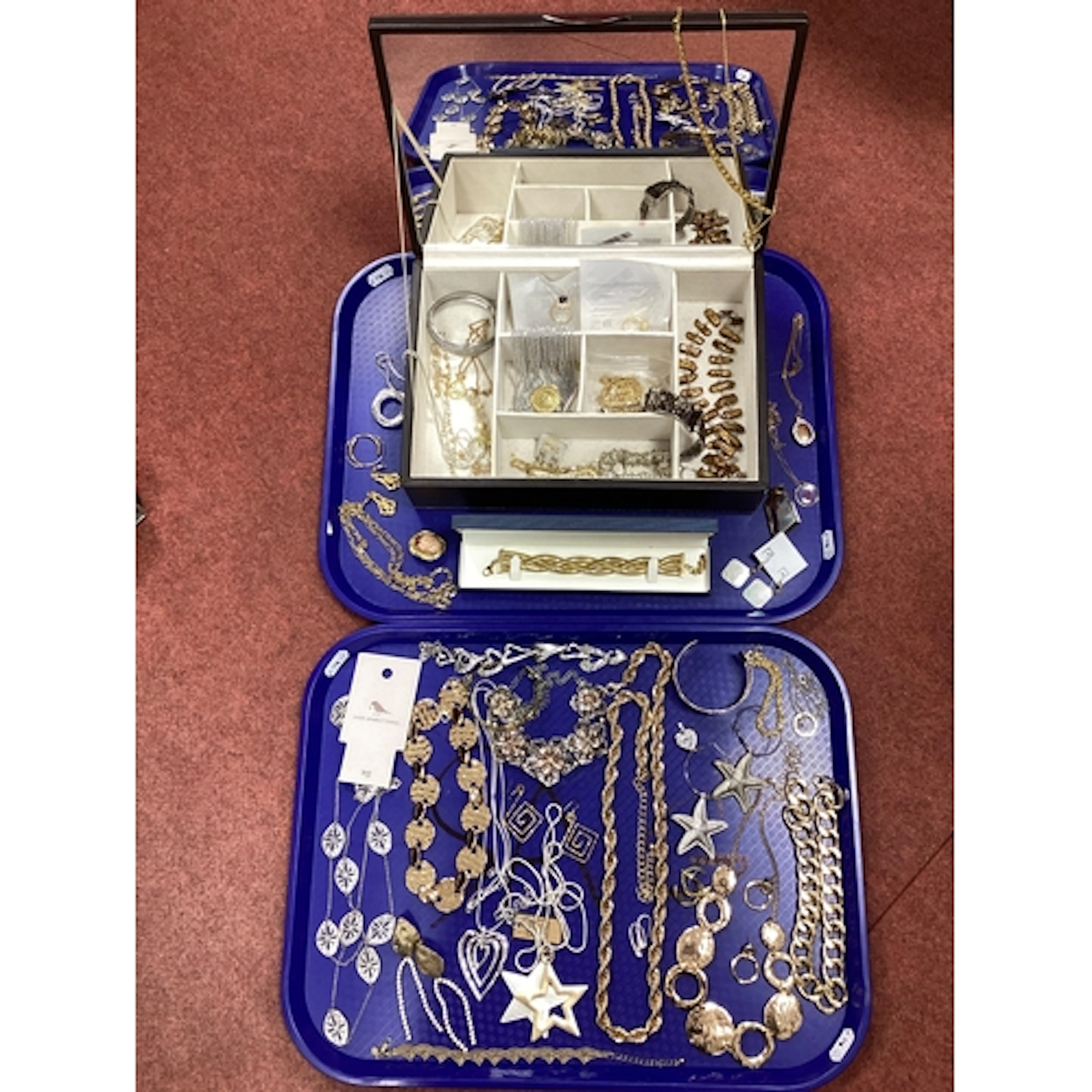 A Collection of Statement Costume Jewellery, in gilt metals,...
