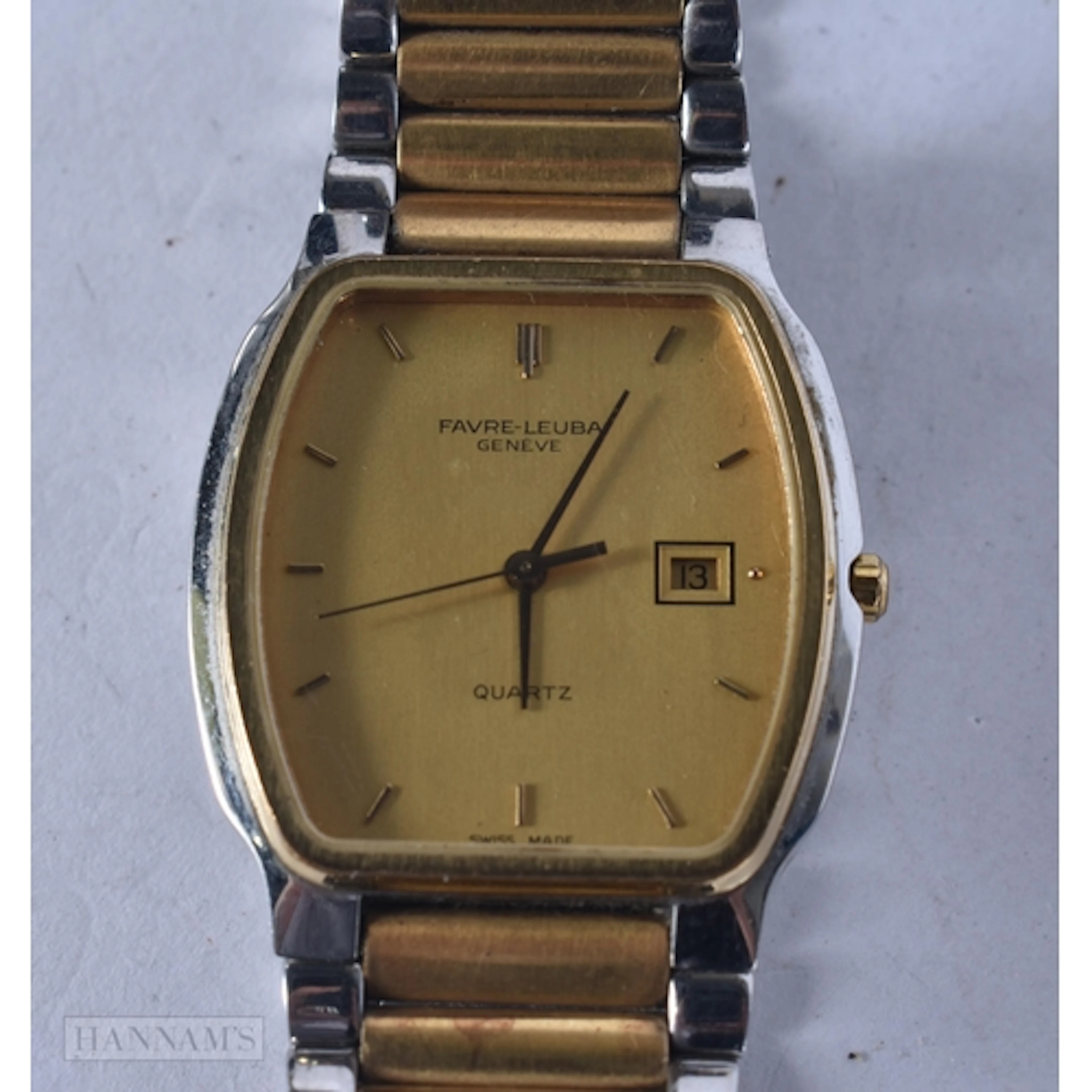 Favre Leuba Geneve Two Tone Quartz Watch Working