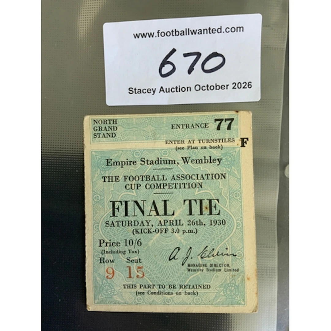 1930 FA Cup Final Football Ticket: Arsenal v Huddersfield To...