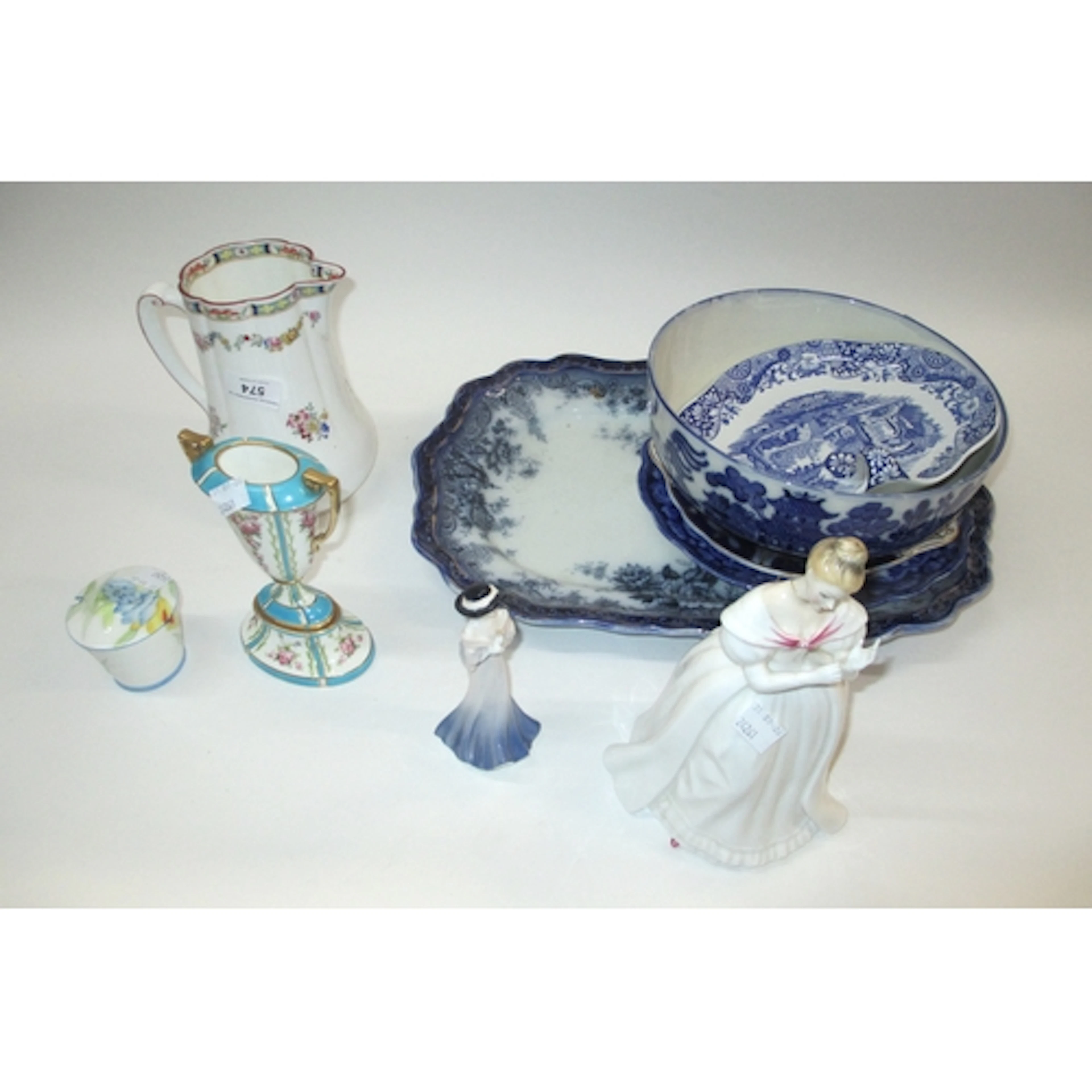 Minton vase (cover lacking), Paragon preserve pot (at fault)...