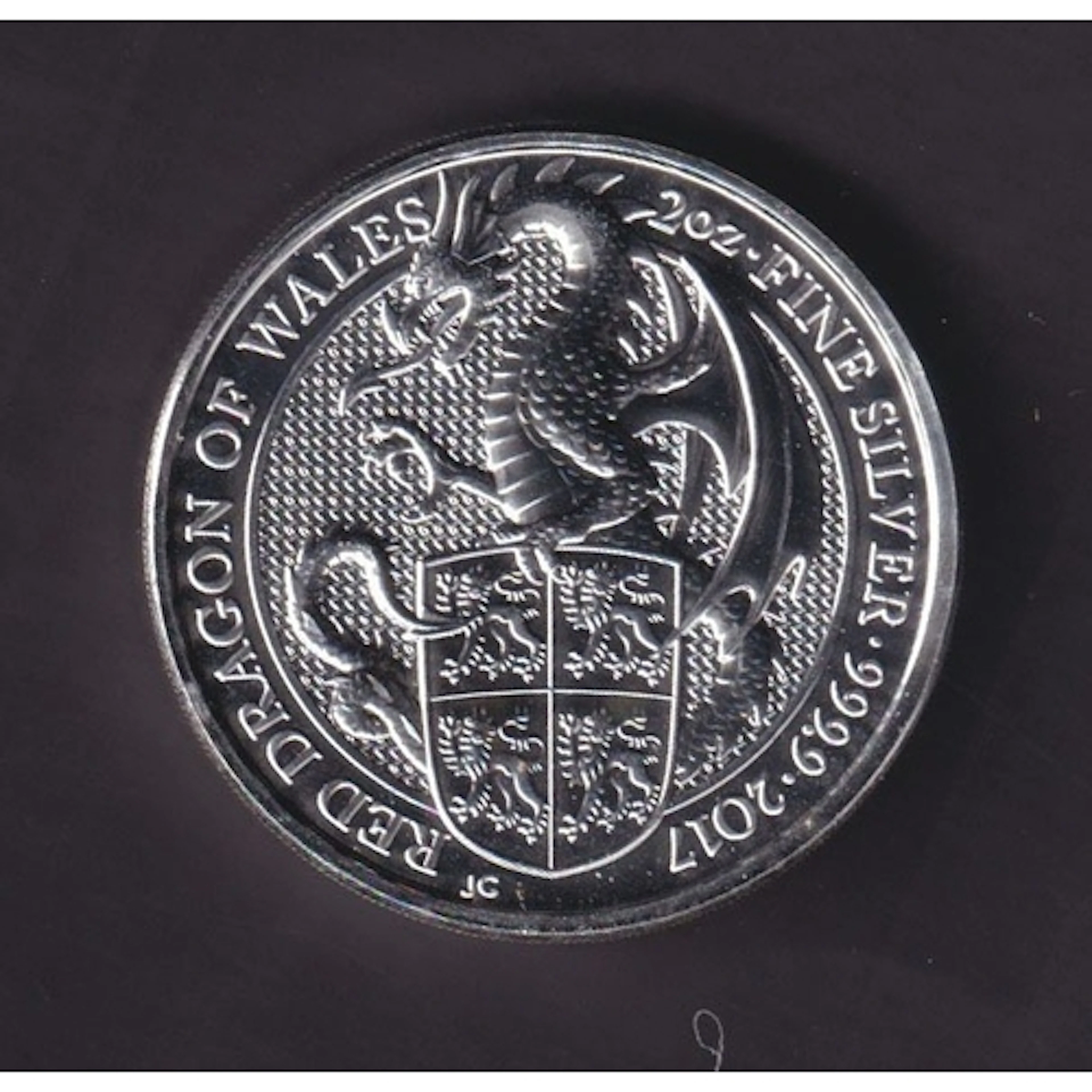 UK 2017 The Queen’s Beasts Red Dragon of Wales £5 2oz .999.9...