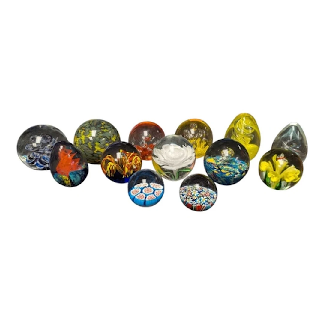 Collection of 20th century vintage glass paperweights. To in...