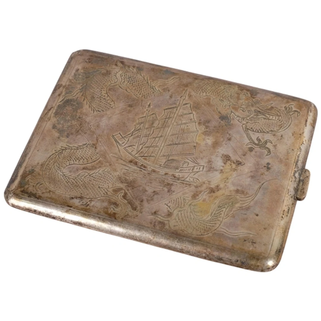 MILITARY INTEREST - a Chinese export silver cigarette case, ...