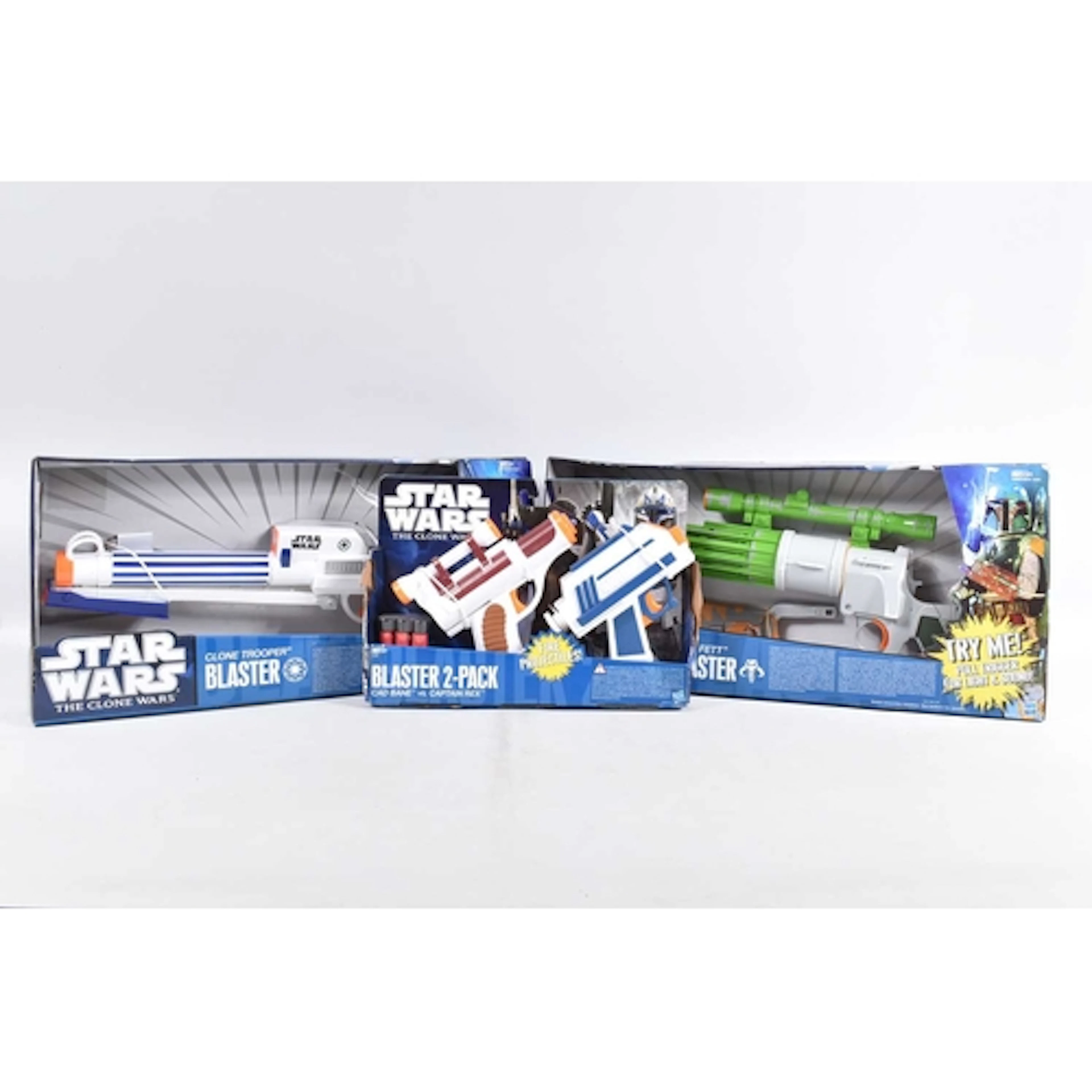 THREE HASBRO STAR WARS ELECTRONIC BLASTERS, to include a Bob...