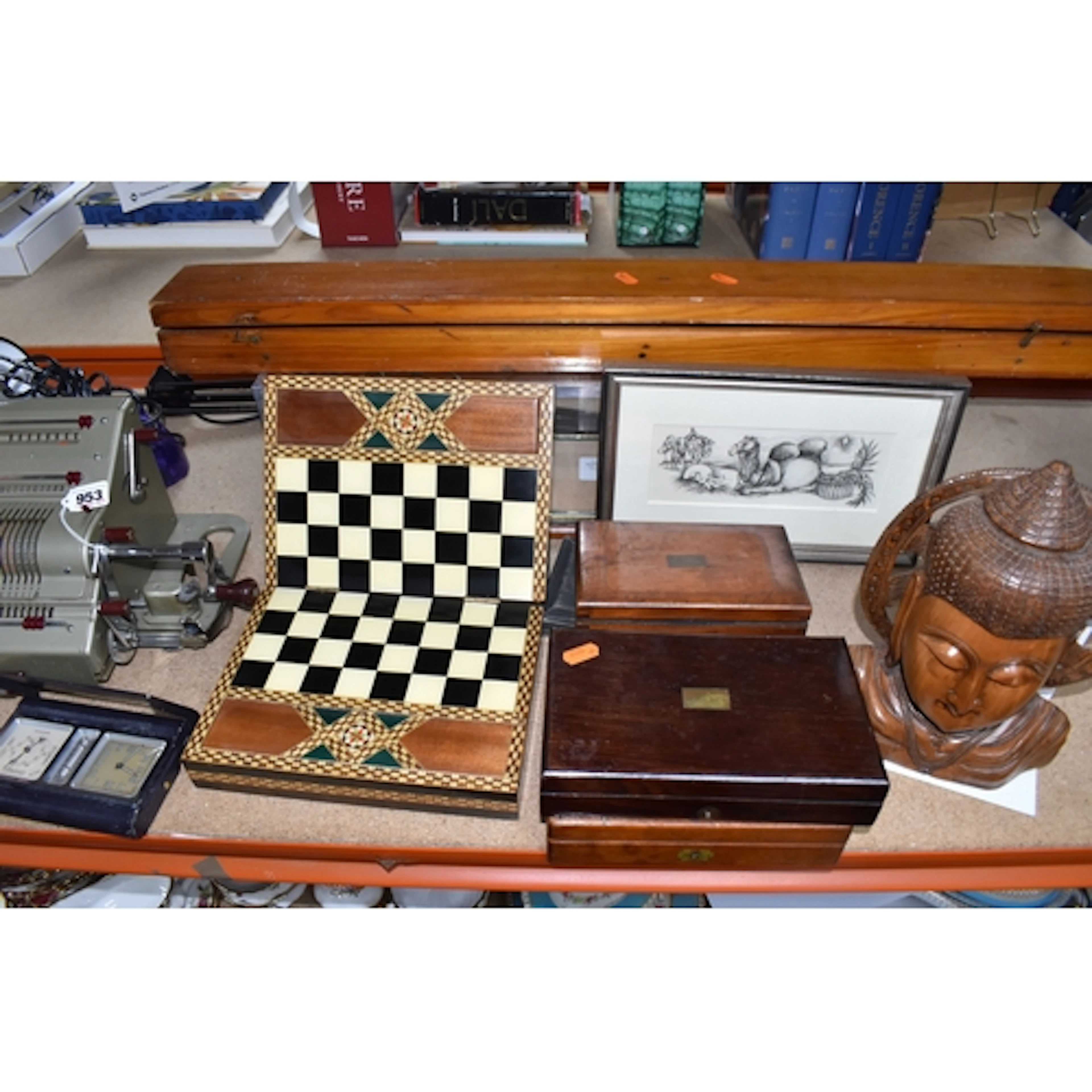 A GROUP OF MISCELLANEOUS ITEMS, to include a carved hardwood...