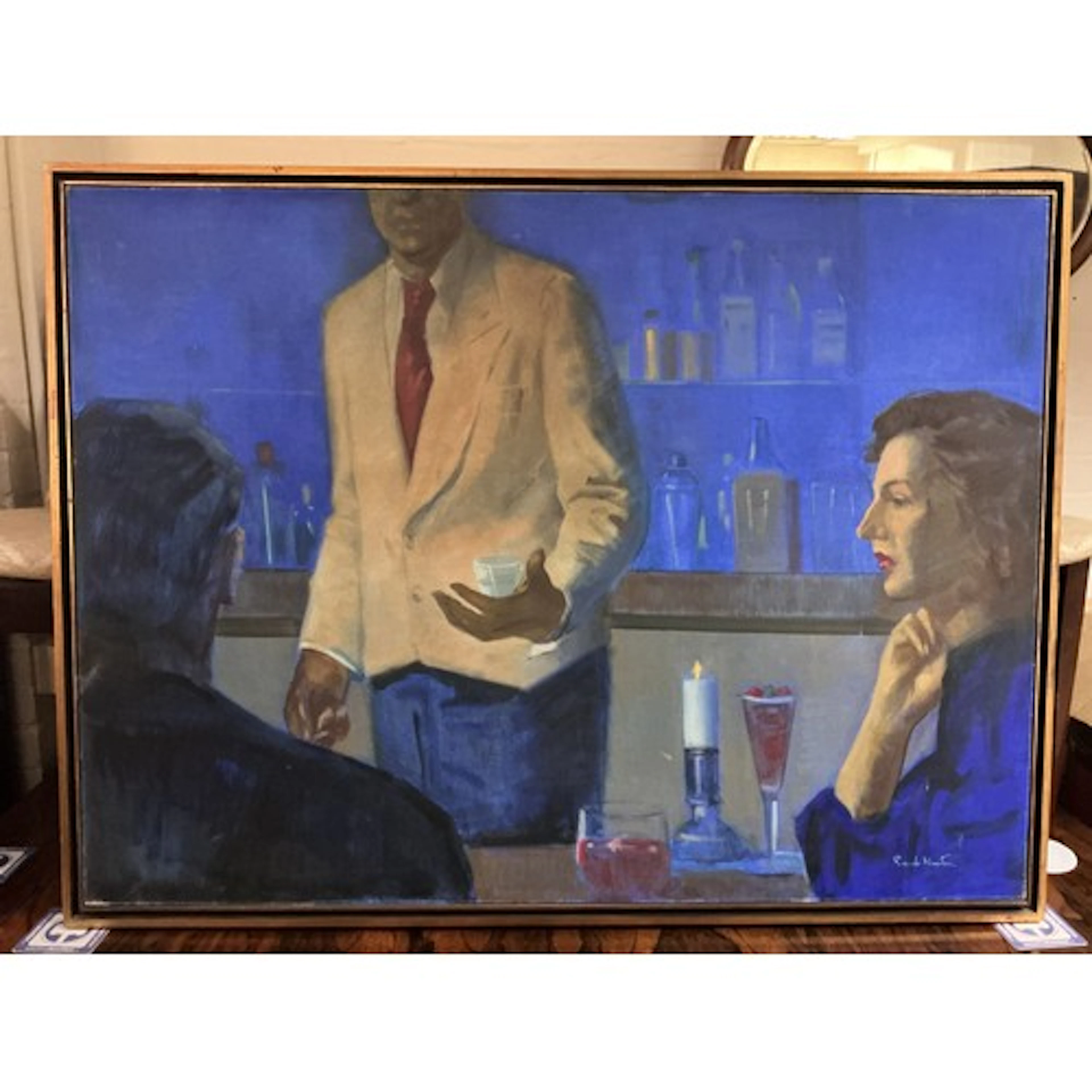 Ricardo Newton (1950). A large oil on canvas titled ‘Drinks ...