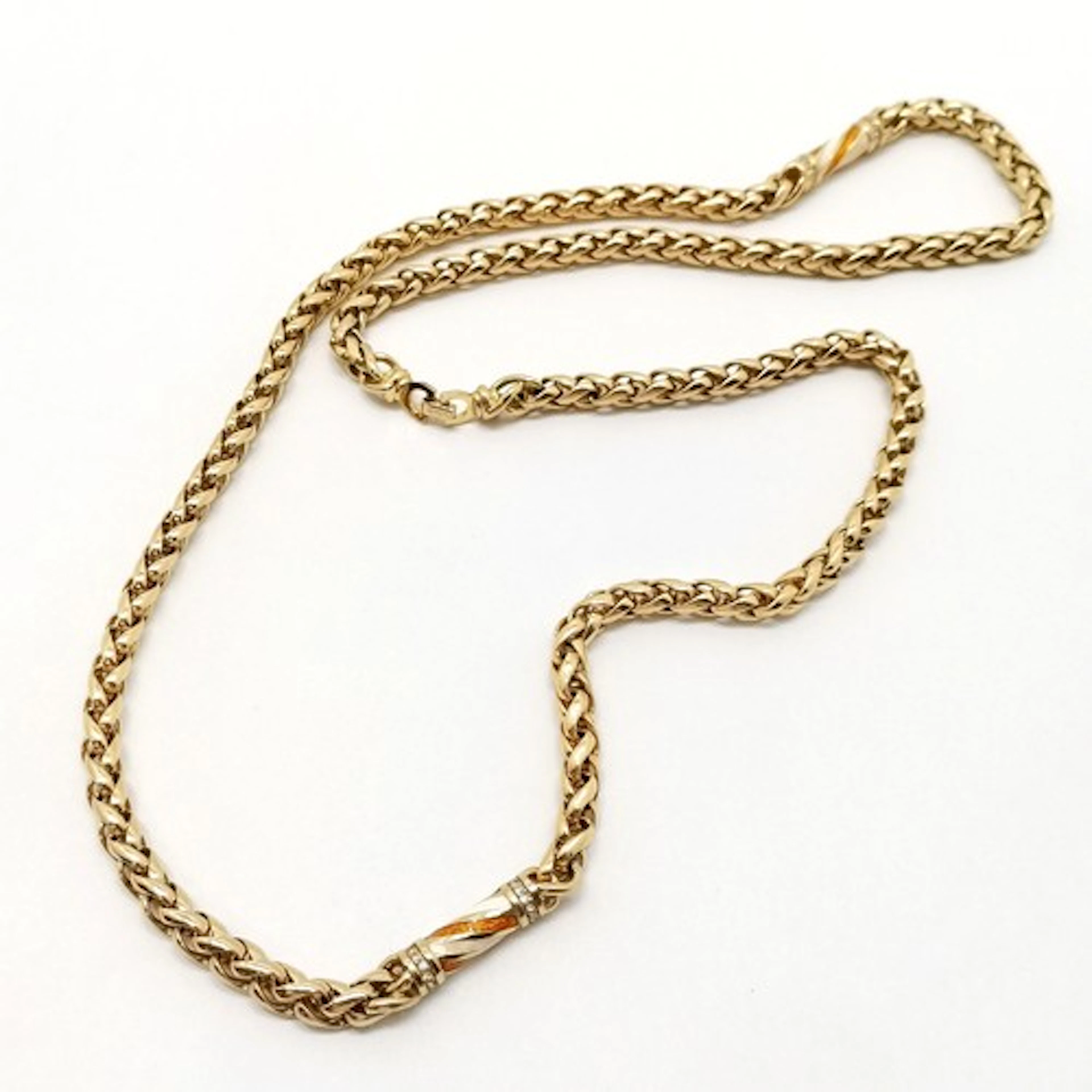 Christian Dior long gold tone necklace with enamel detail - ...