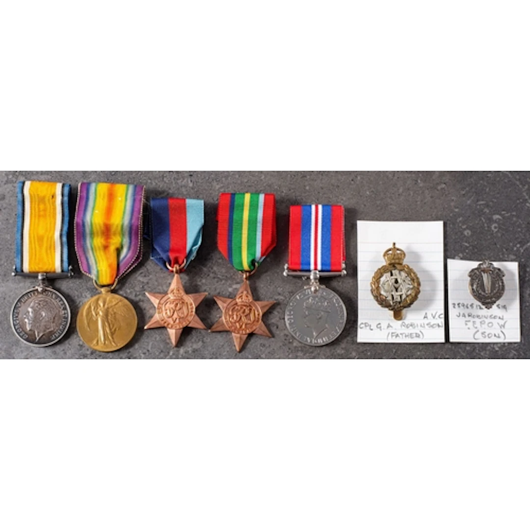 A WWI & WWII family medal group comprising WWI War Medal and...