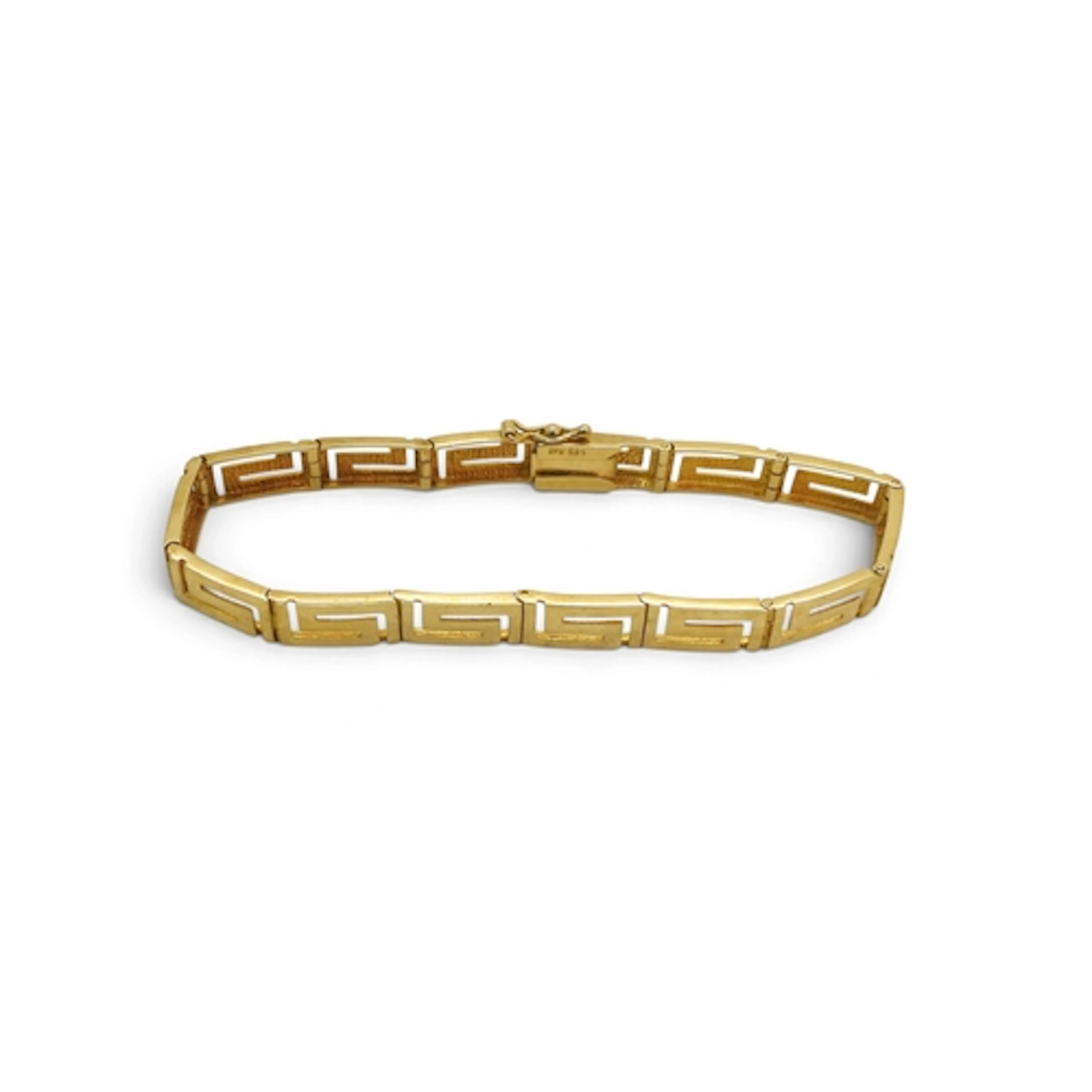 A 14k gold Greek key pattern bracelet, length 19.3cm, weight...