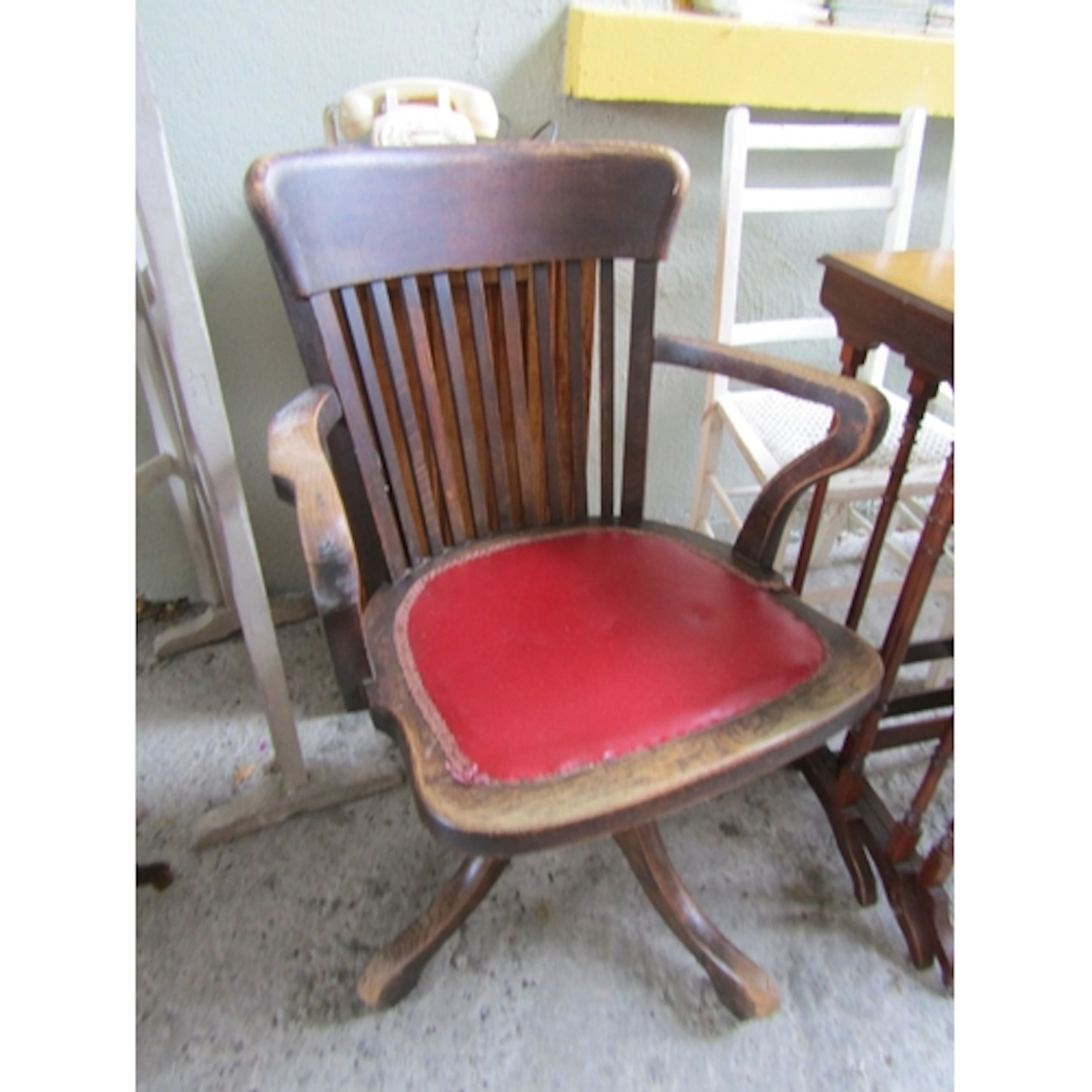 Edwardian Desk Chair Revolving Form with Inset Leather Seat ...
