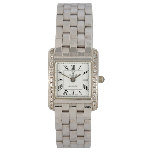 A lady's recent Italian 14k white metal Vicence quartz wrist...