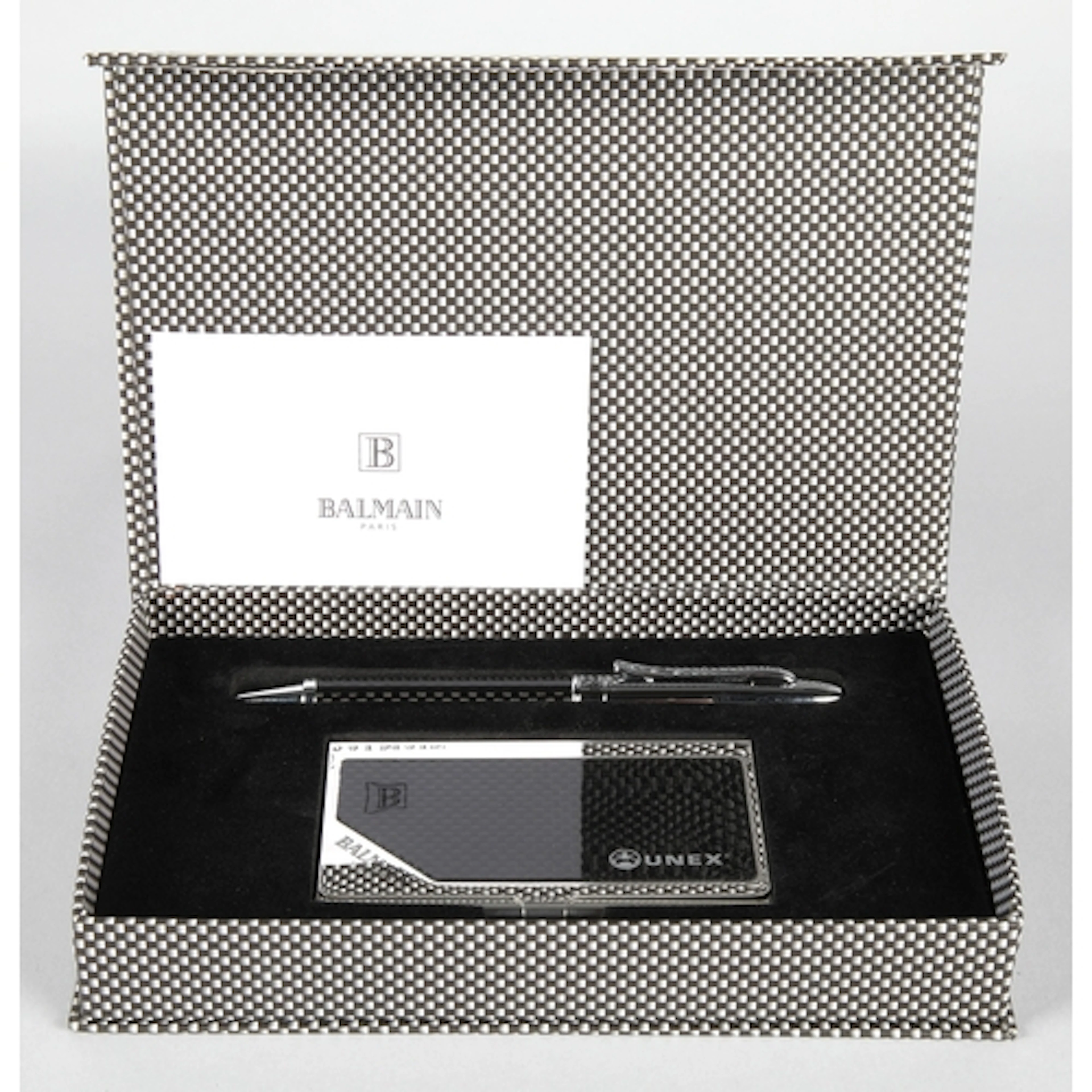 Balmain carbon fiber pattern pen and business card case gift...