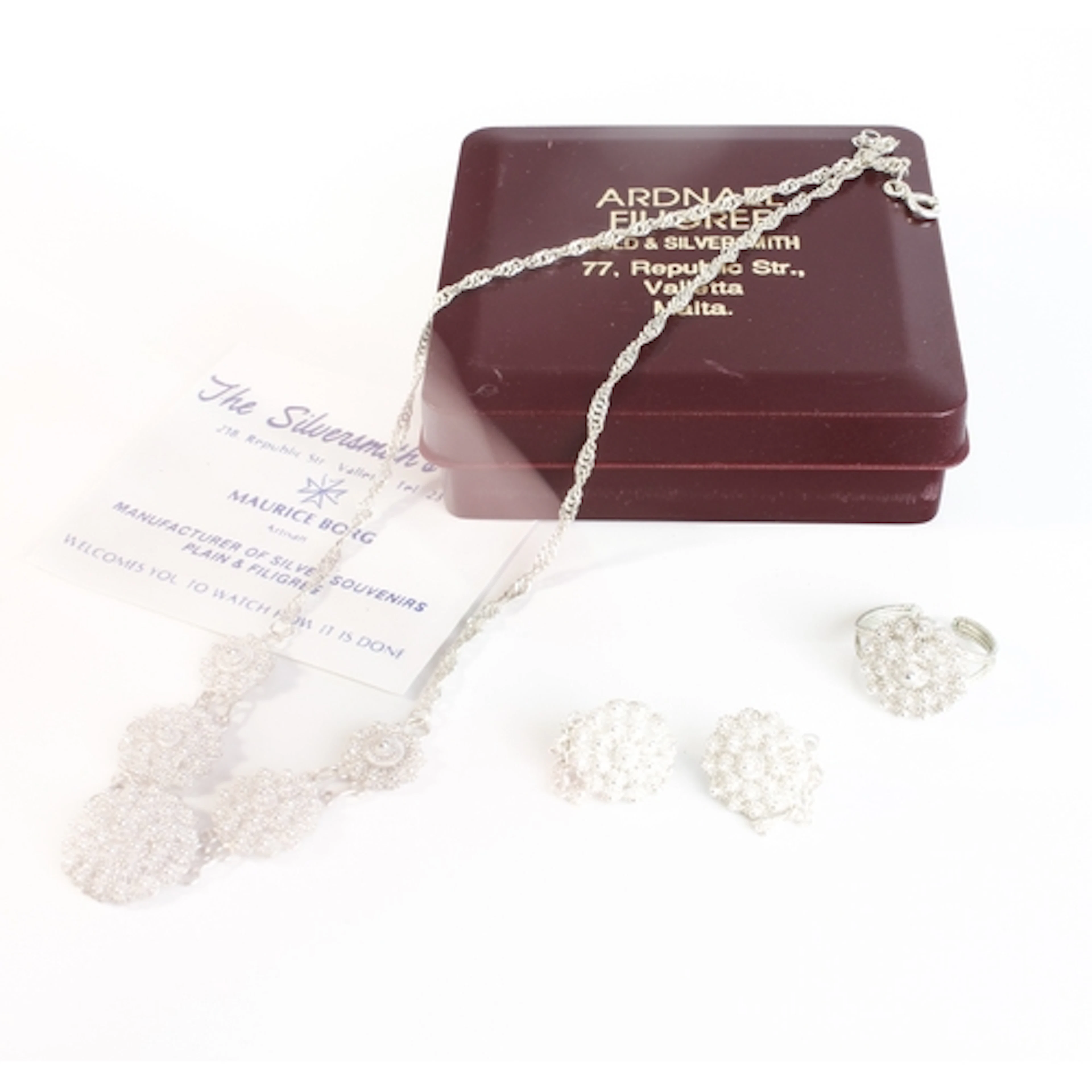A suite of Maltese silver filigree jewellery - by Ardnael Fi...