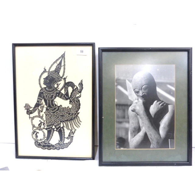 Thai Temple dancer, Nang Yai leather picture and a Milly Ste...