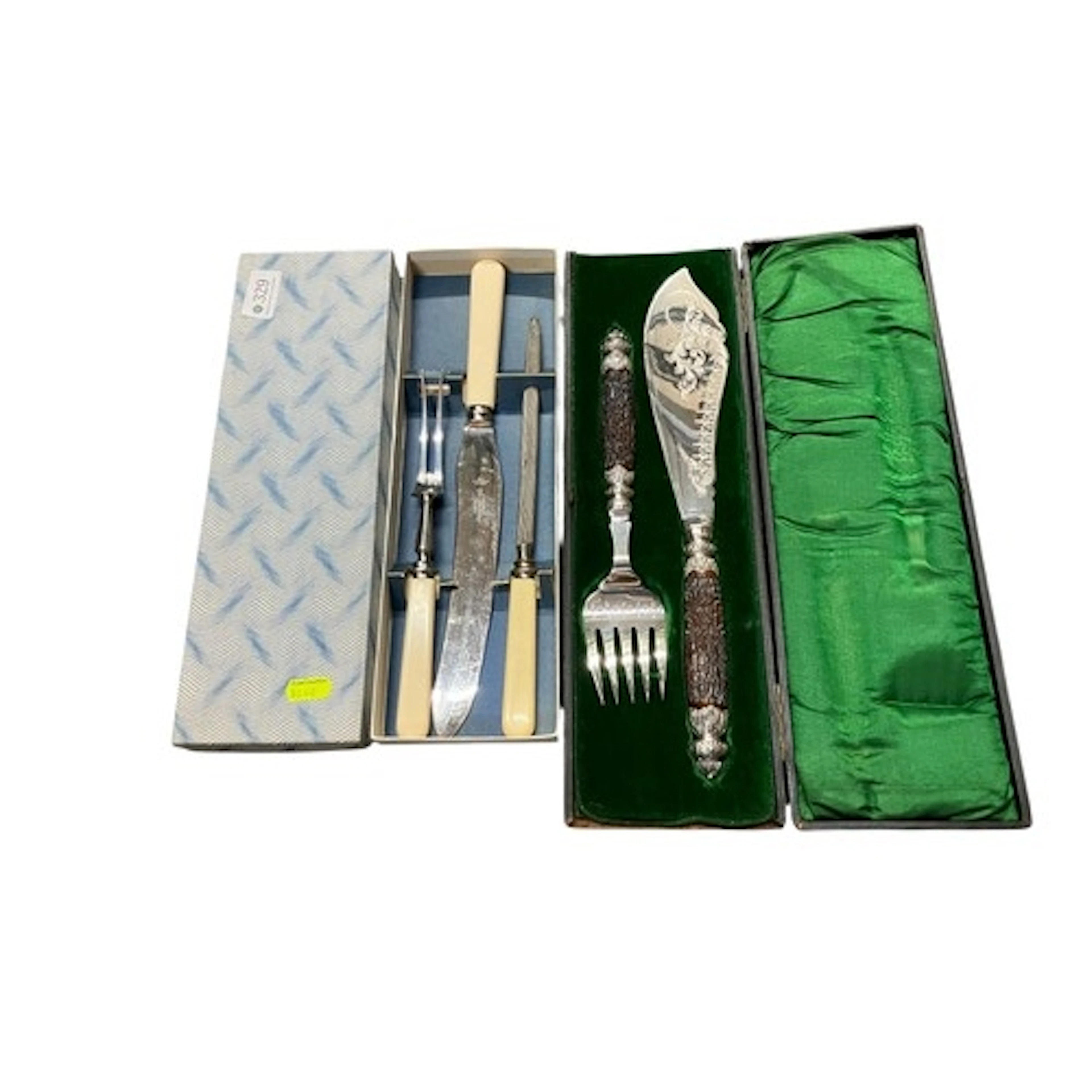 2 x boxed silver plated service utensils