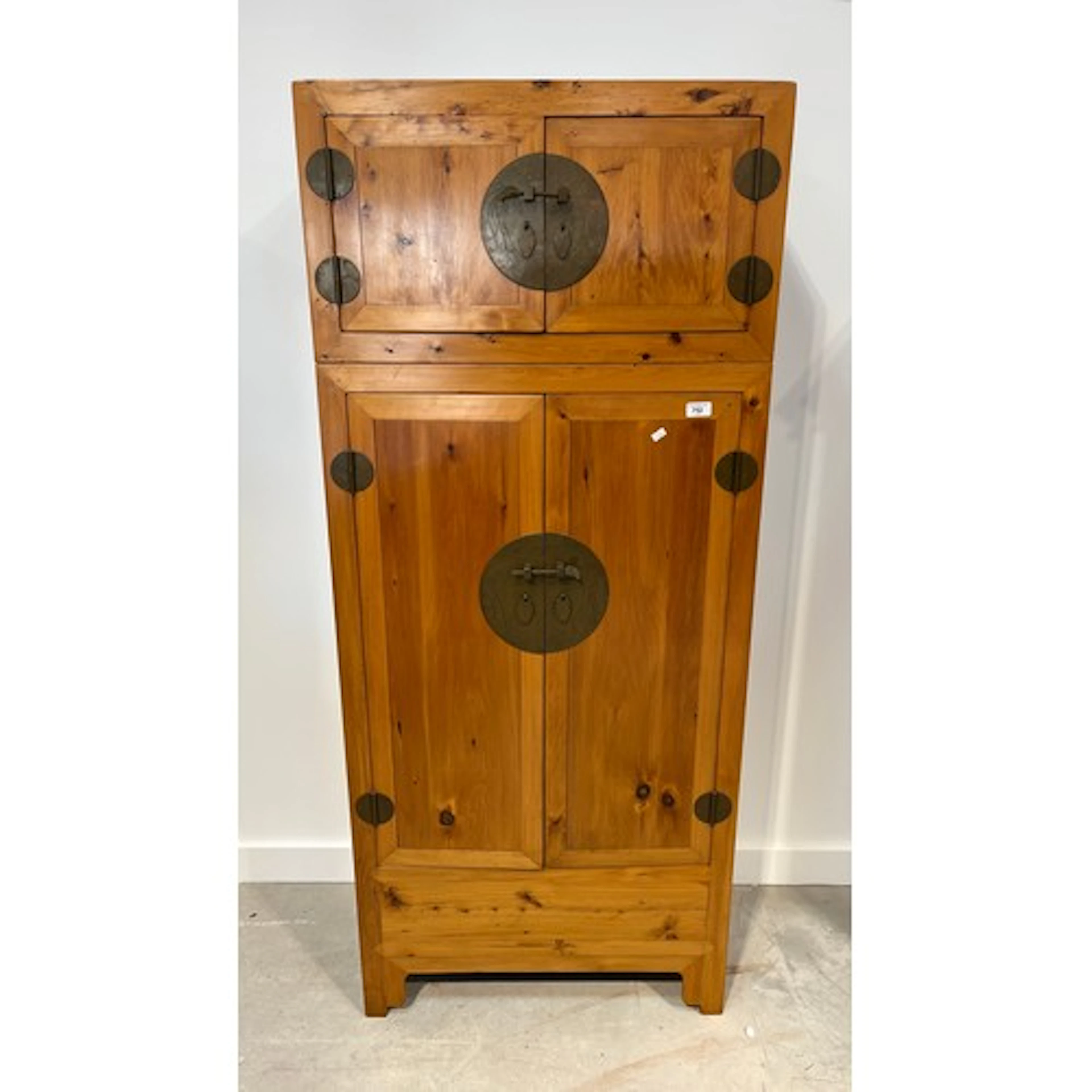 Traditional Chinese two section cabinet with brass hinges an...