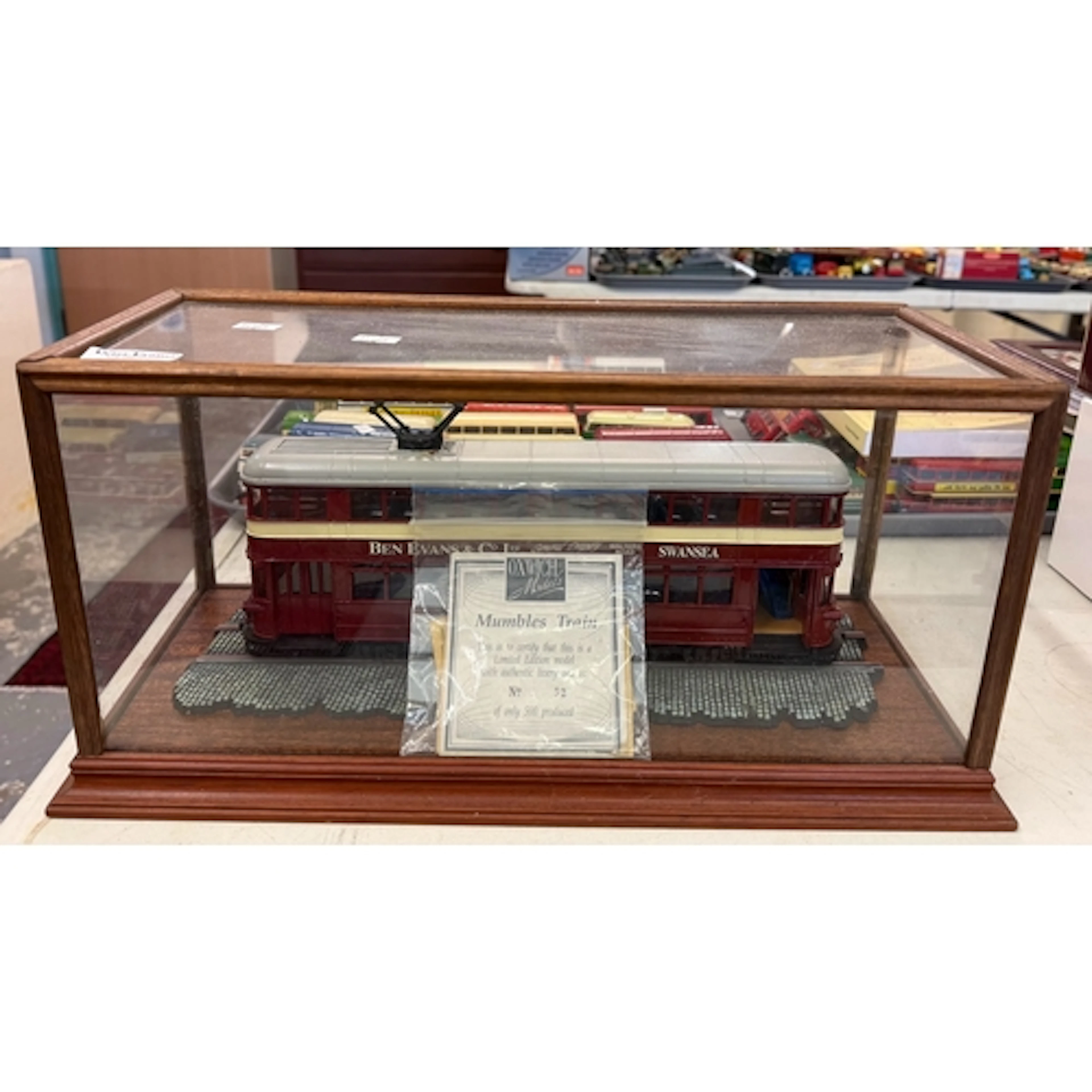 Oxwich Models, Mumbles Train in wooden and glass display cas...