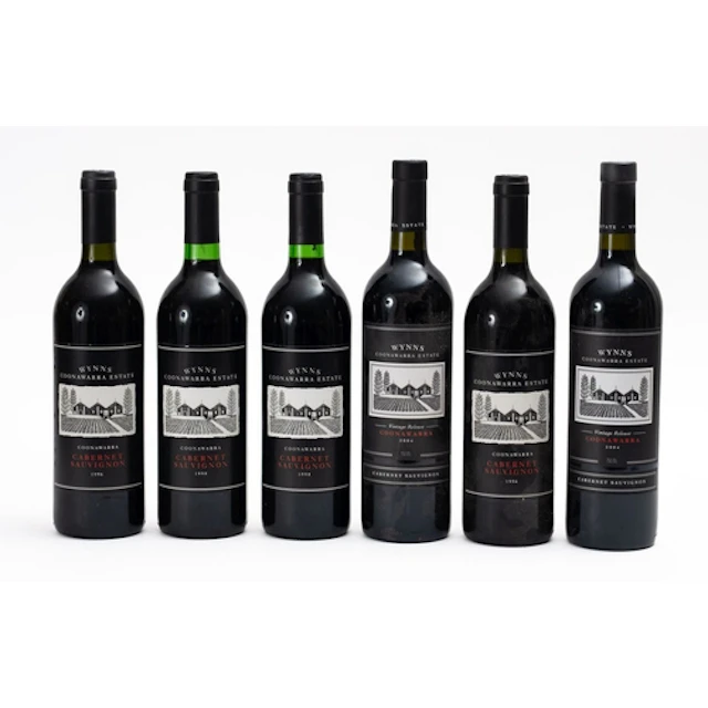 Six bottles of Wynns Coonawarra Estate Cabernet Sauvignon. C...