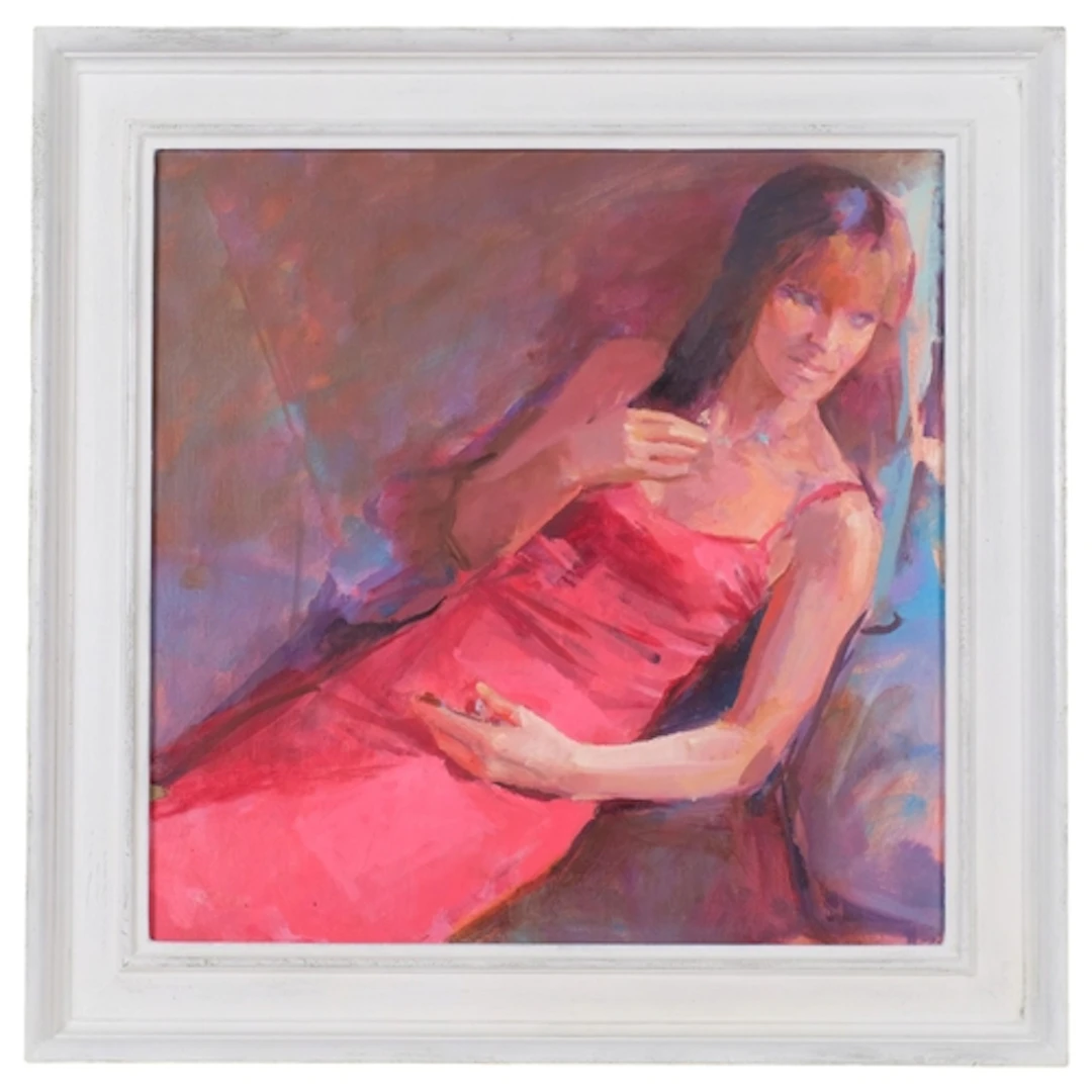 Julian Gordon Mitchell, woman in red, oil on canvas, 40cm x ...
