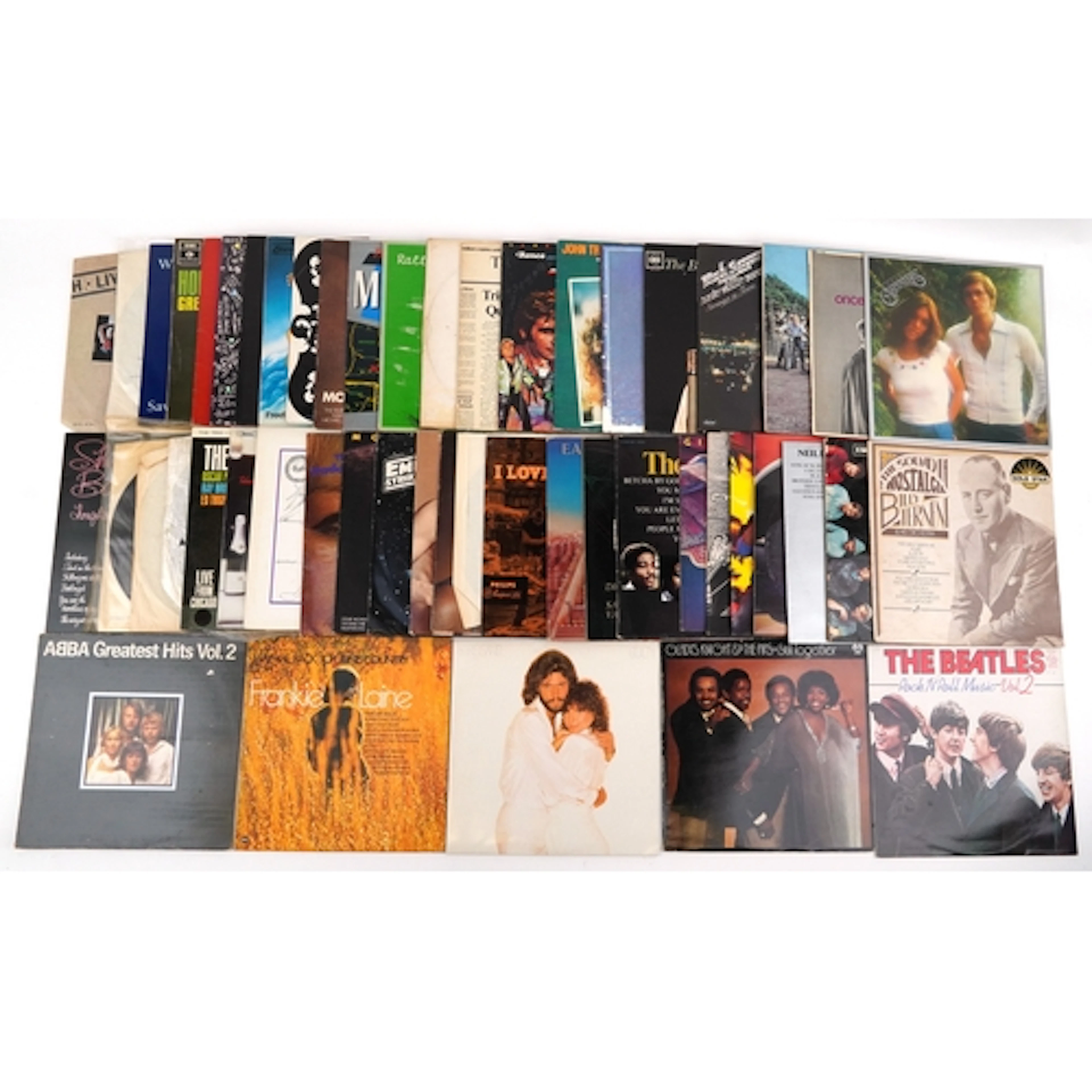 Collection of vinyl LP records including The Beatles, Aerosm...