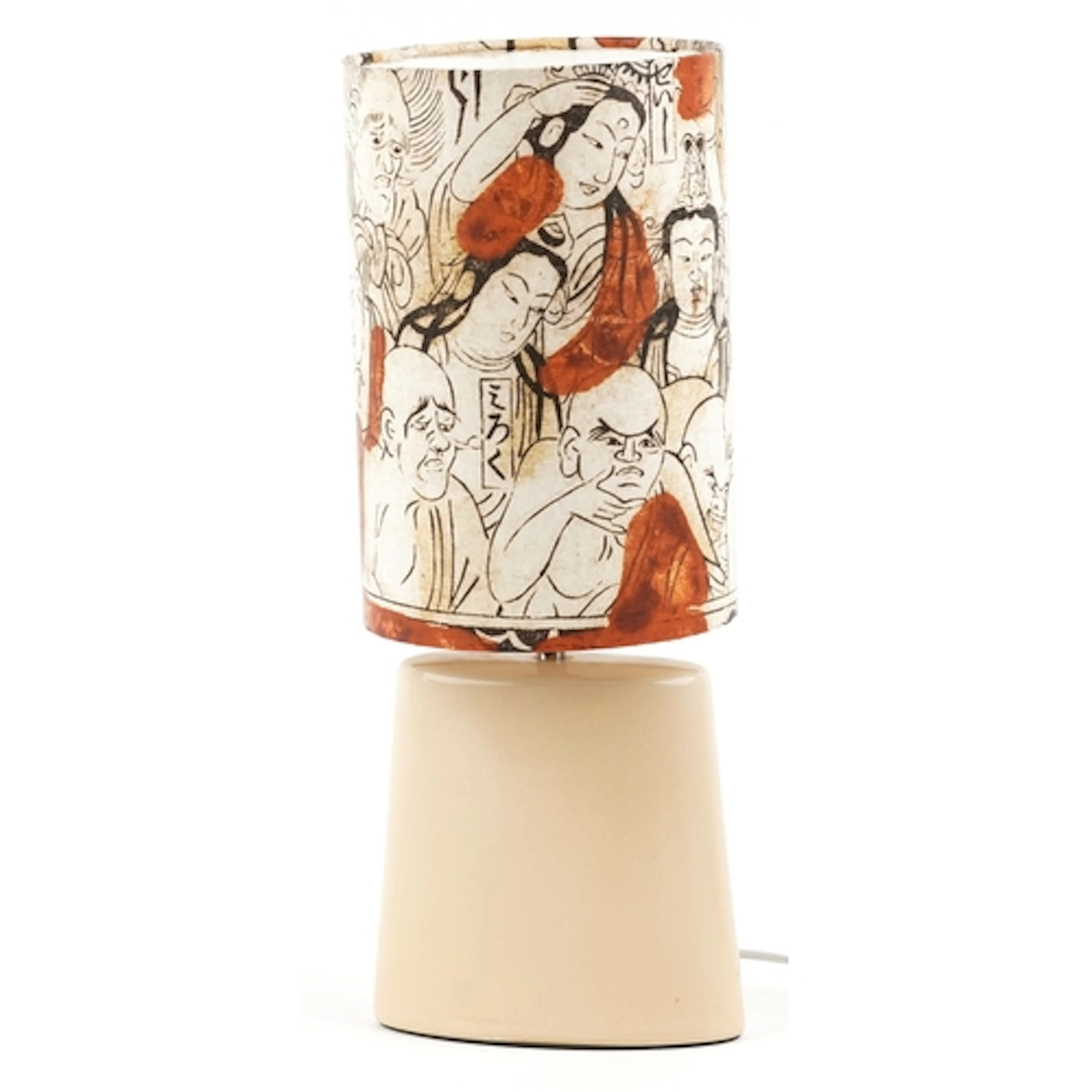 An as new cream glazed porcelain table lamp with an Oriental...