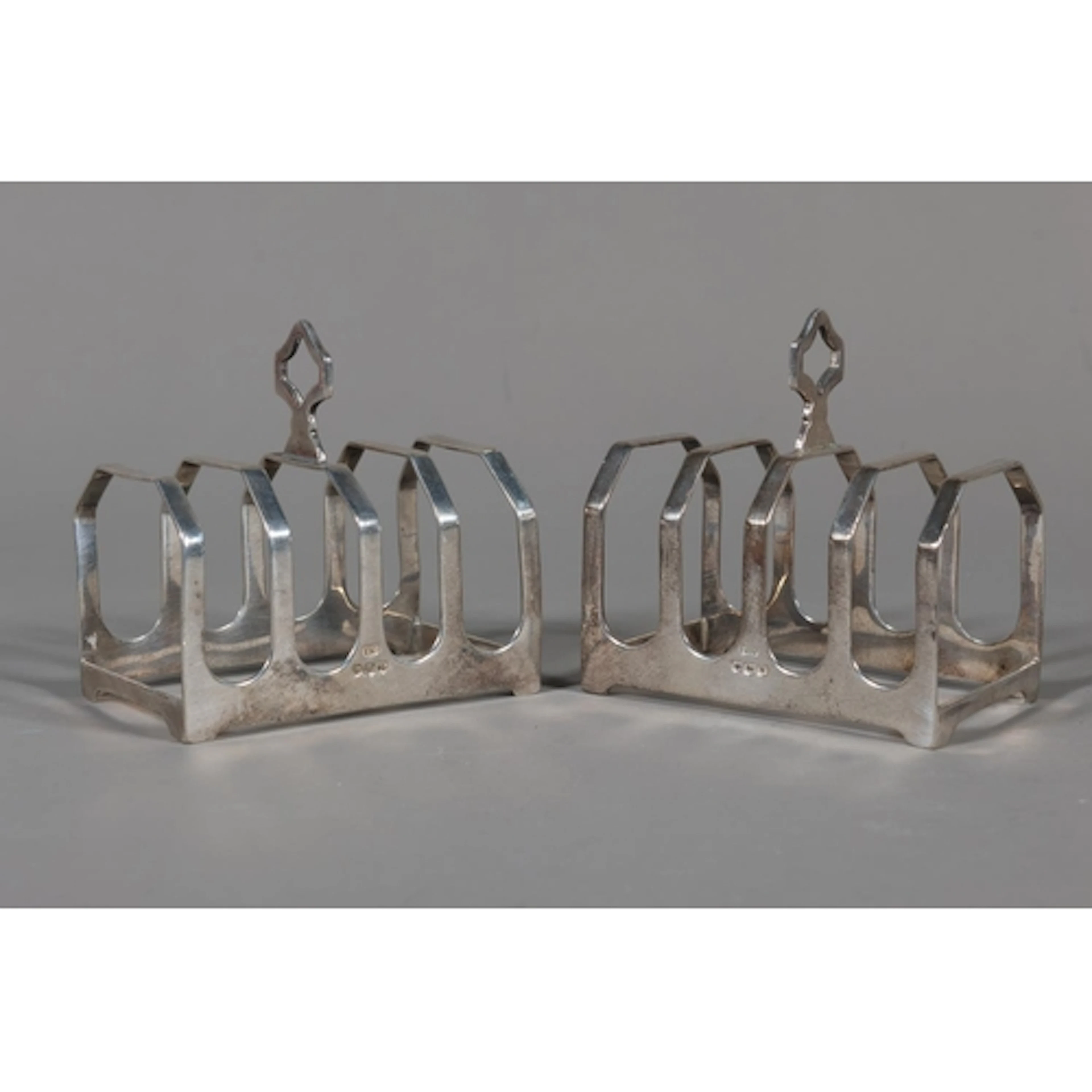 Pair of Art Deco style silver five-bar toast rack by Viner's...