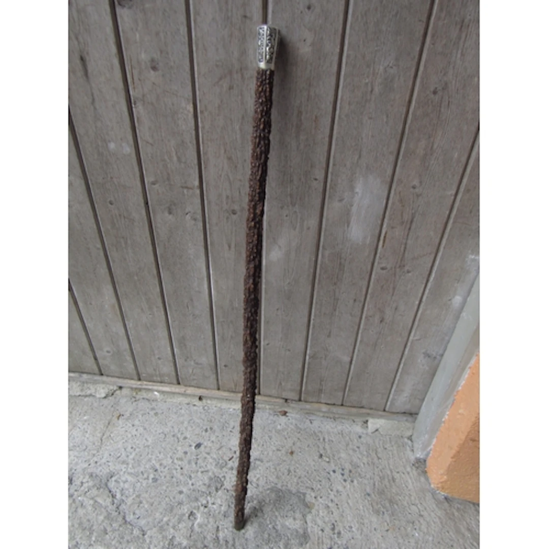 Antique Silver Handled Chinese Walking Stick Monkeywood Full...