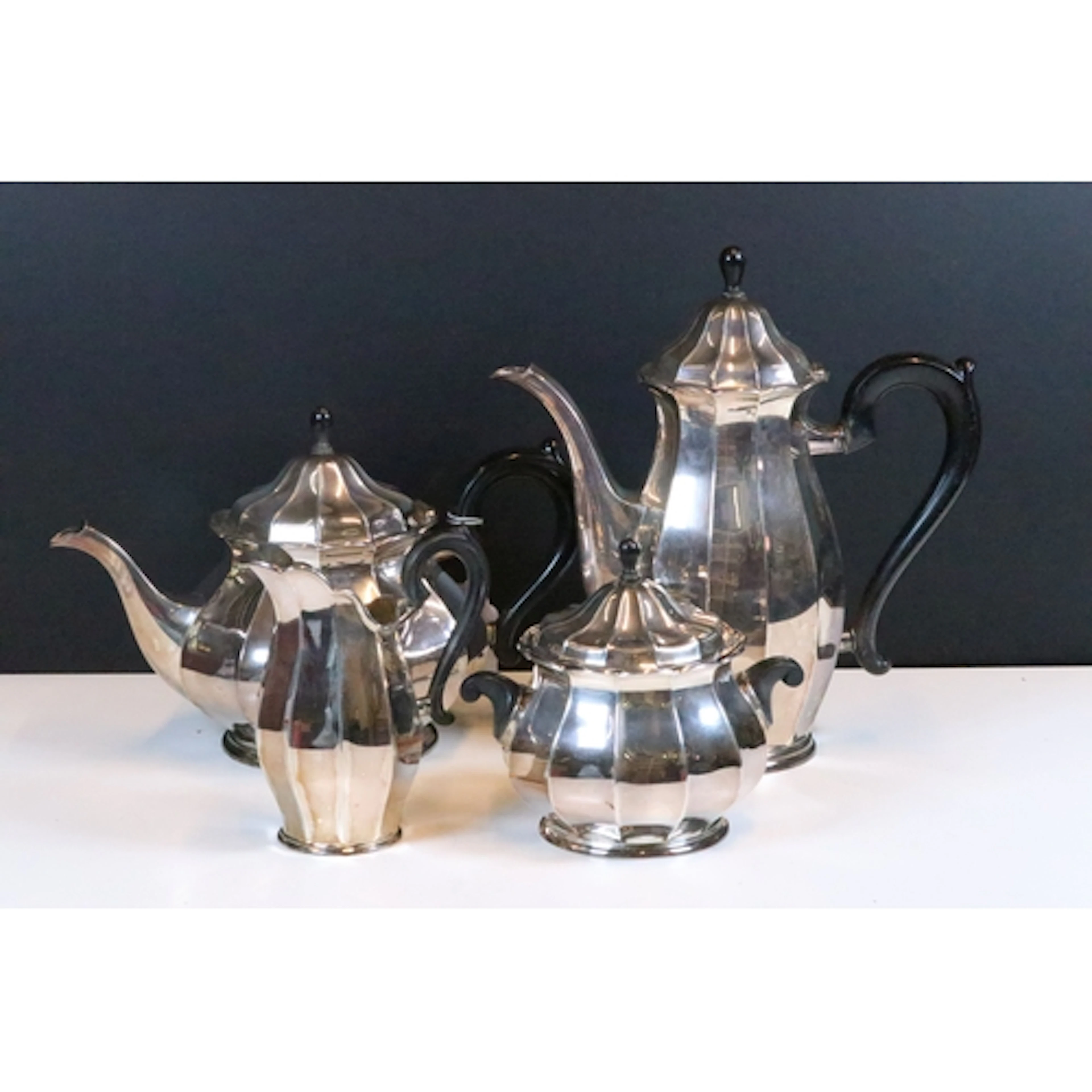 Swedish silver four piece tea set of faceted design comprisi...