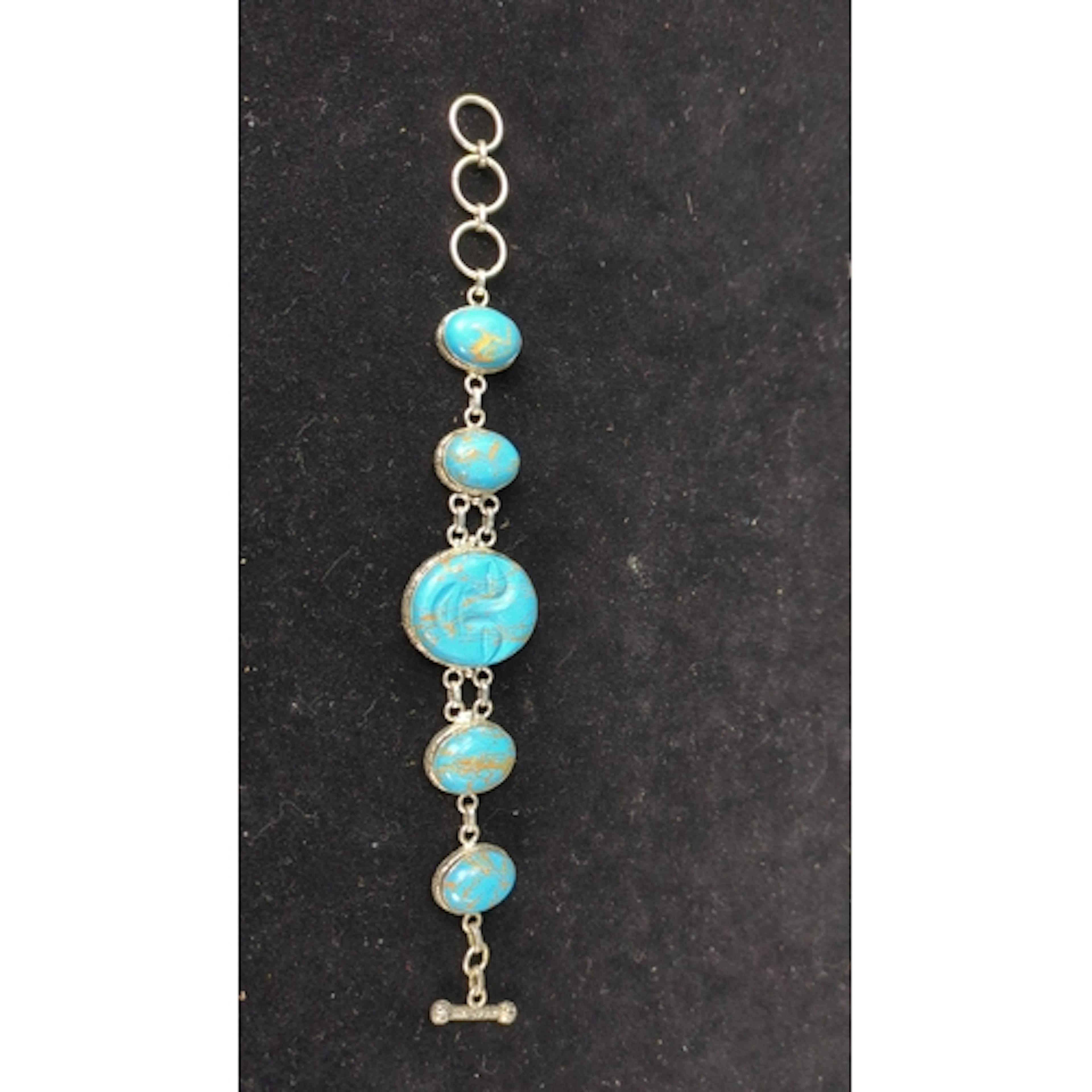 Sterling silver bracelet, stamped 925, set with graduated ov...