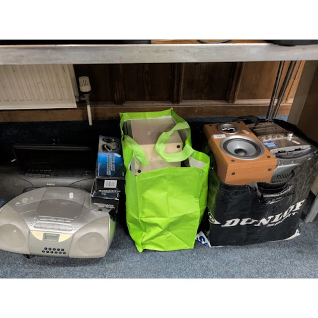 Speakers, compact disc player, wireless headphone, Sony CD P...