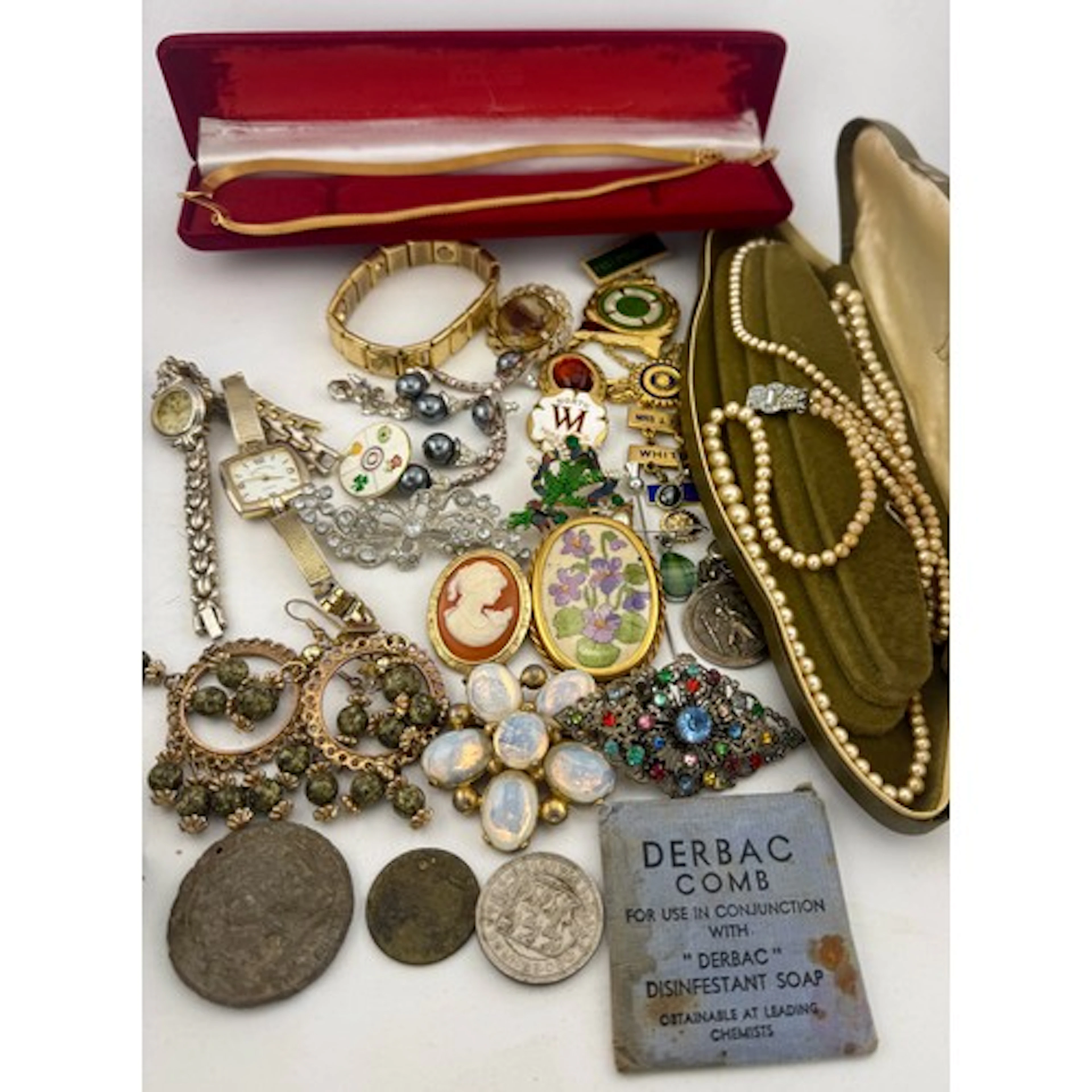 A quantity of costume jewellery and watches etc.