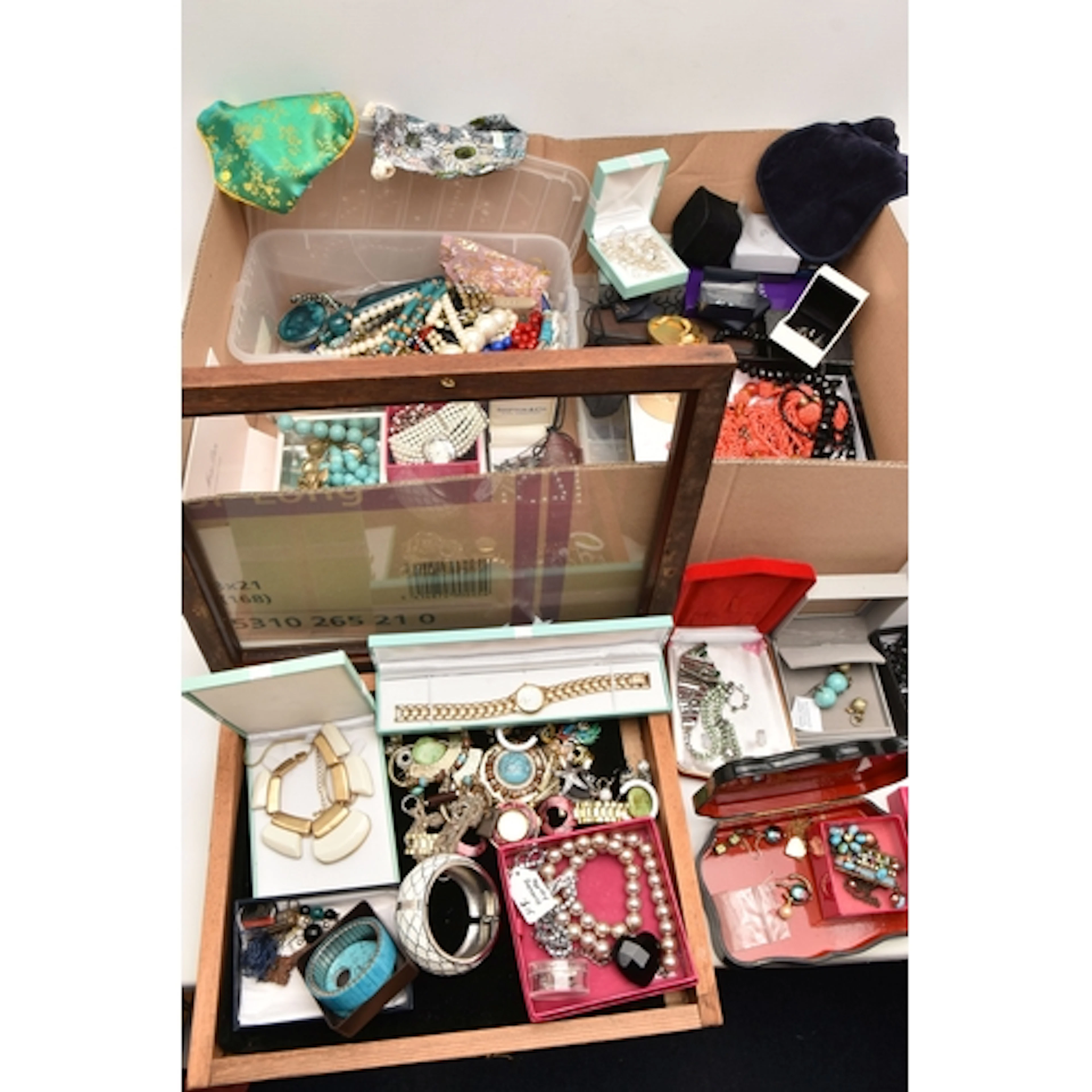 A LARGE SELECTION OF COSTUME JEWELLERY, to include beaded ne...