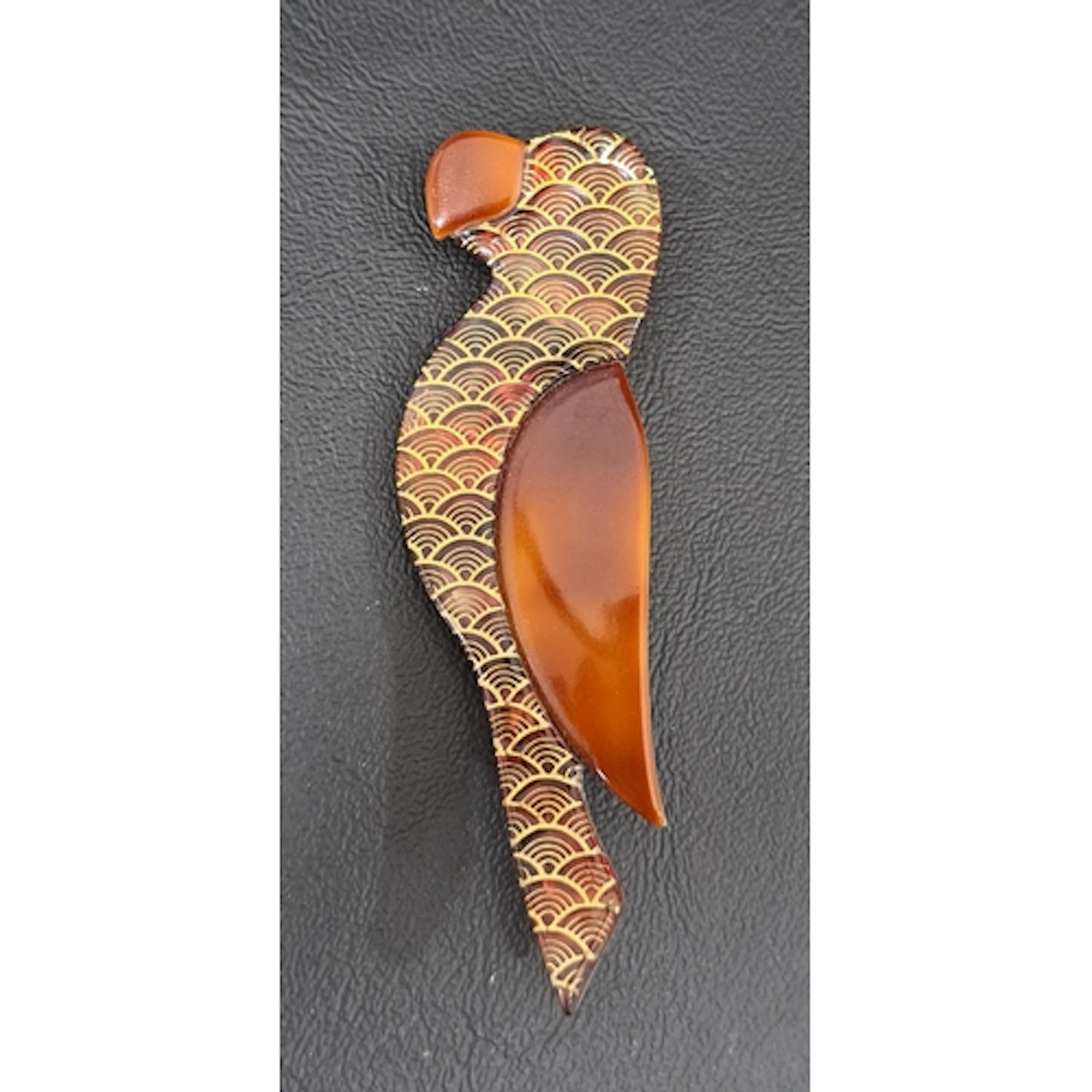LEA STEIN PARROT BROOCH with gilt detail to the opalescent b...