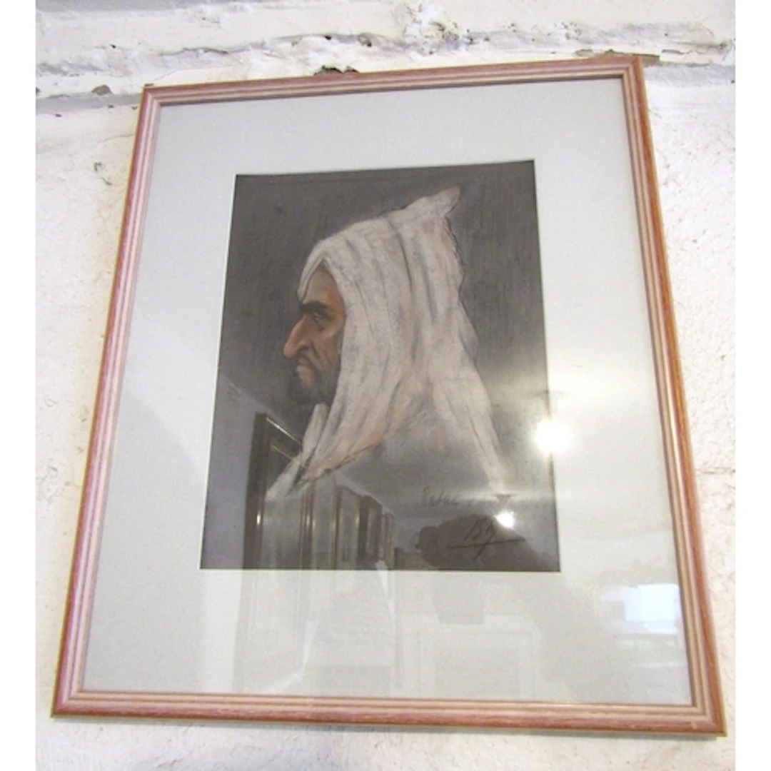Orientalist School Pastel of Arab Signed Lower Right Approxi...