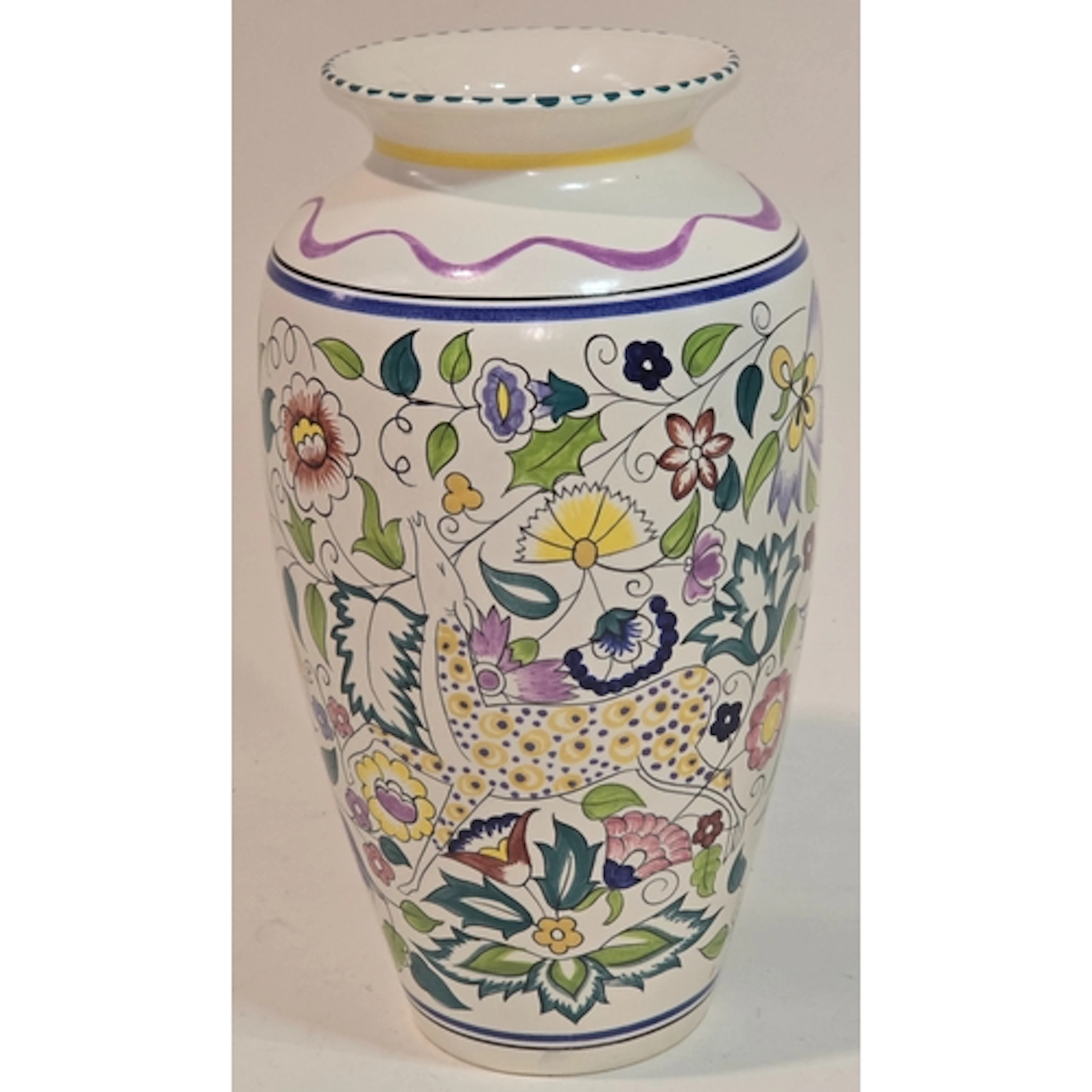 Poole Pottery SK pattern (Persian Deer) vase decorated by Su...