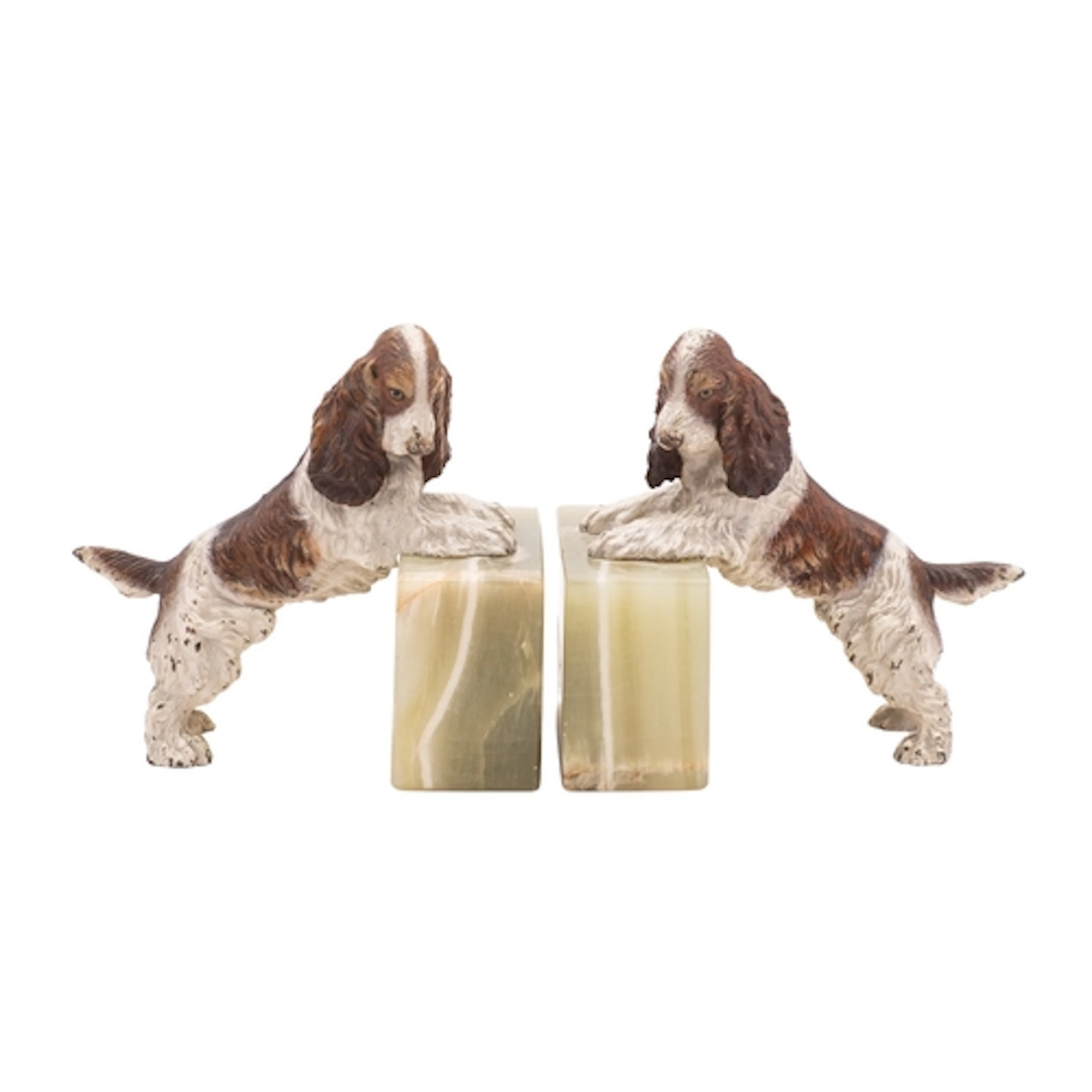 A pair of Continental cold painted bronze and onyx mounted b...