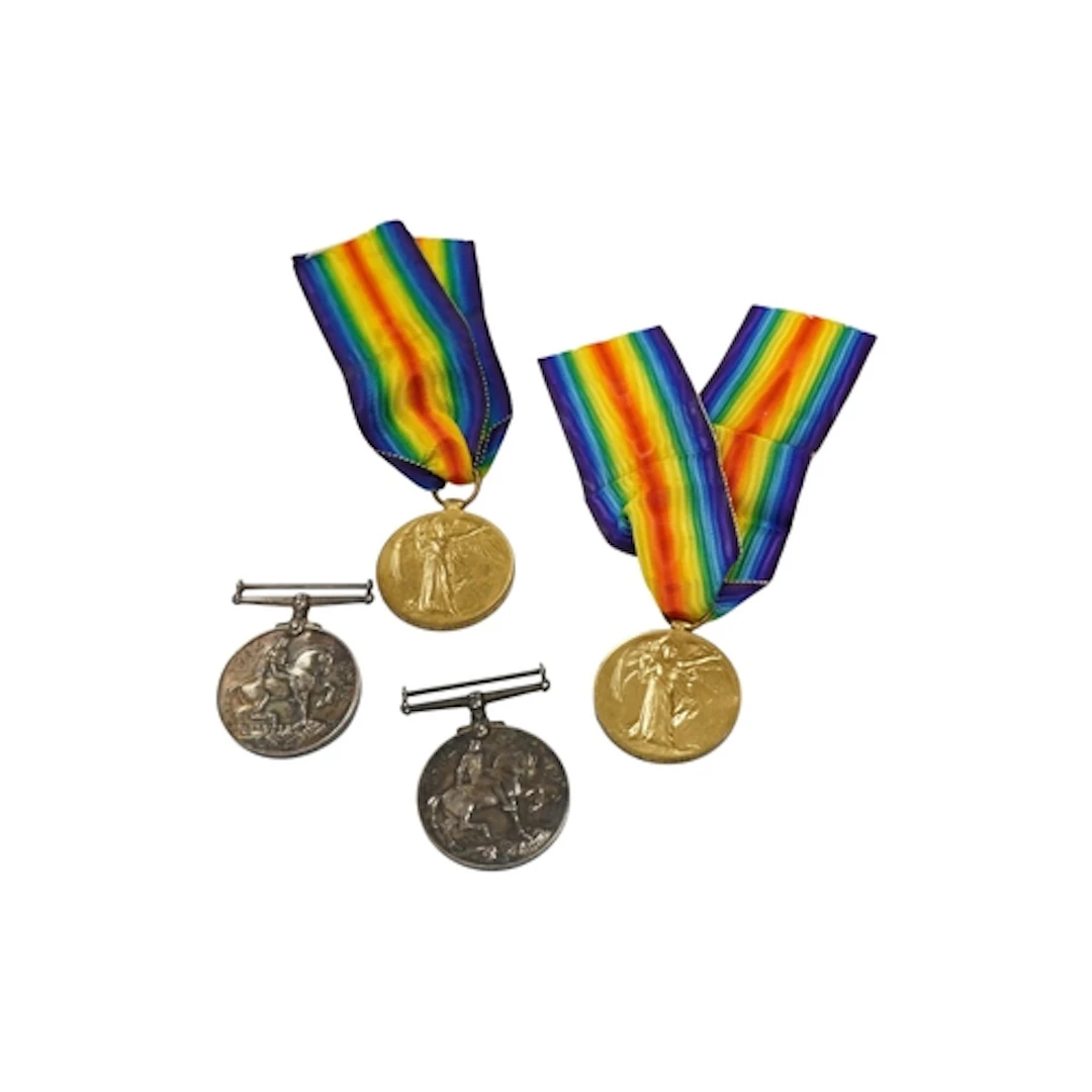 Two First World War medal pairs; awarded to M-288090 PTE. A....