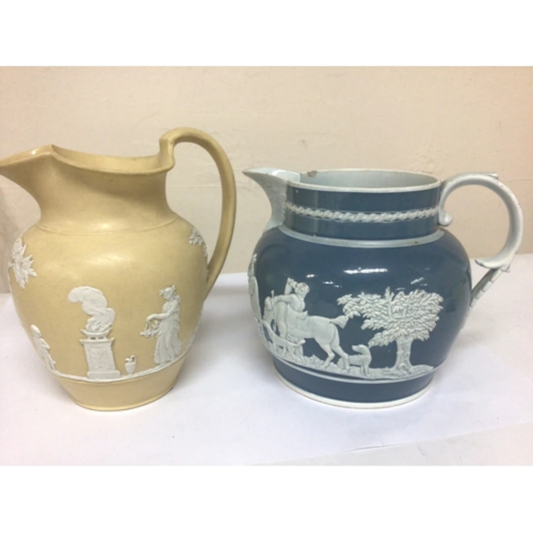An Early 19th century yellow glazed jasper Wedgwood jug spri...