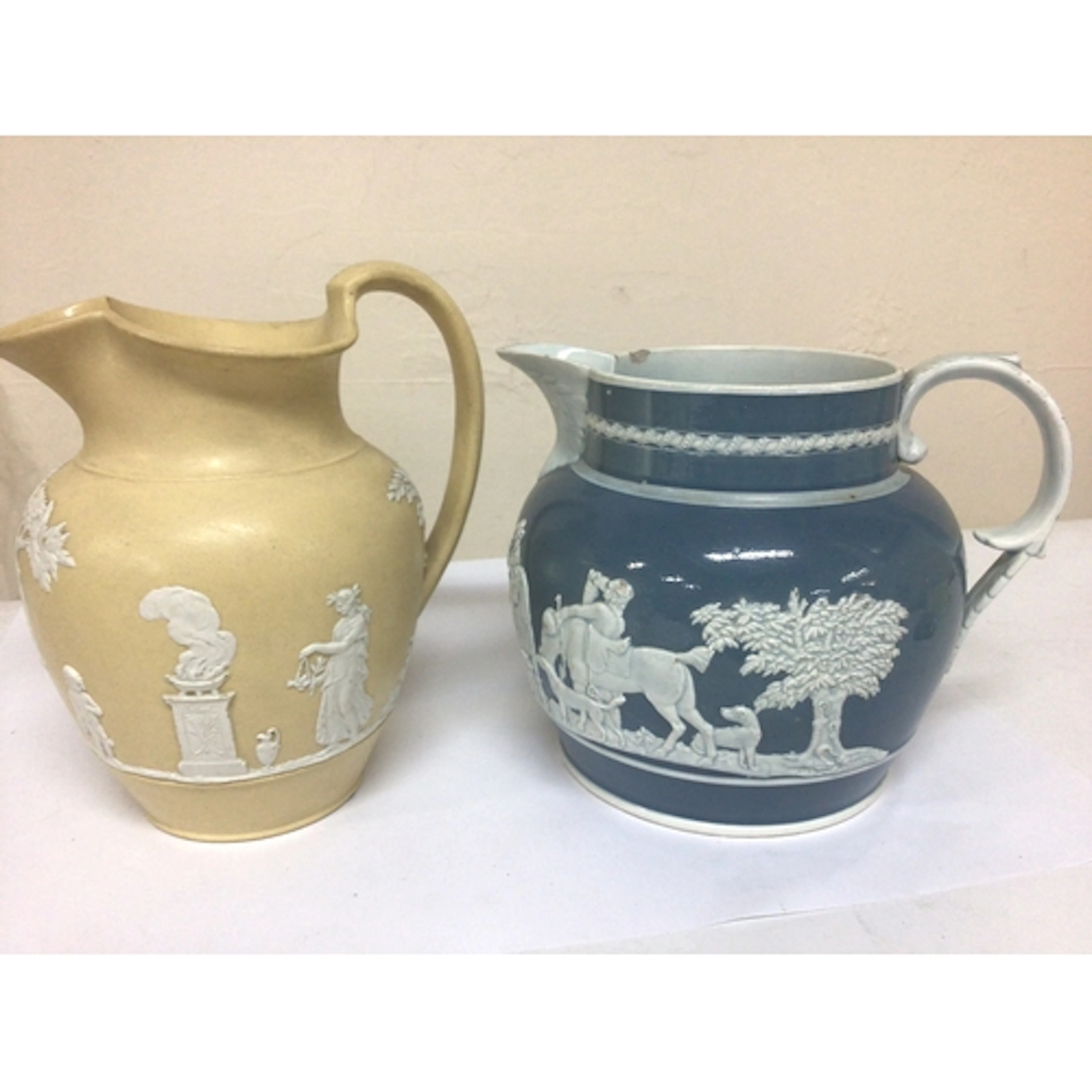 An Early 19th century yellow glazed jasper Wedgwood jug spri...