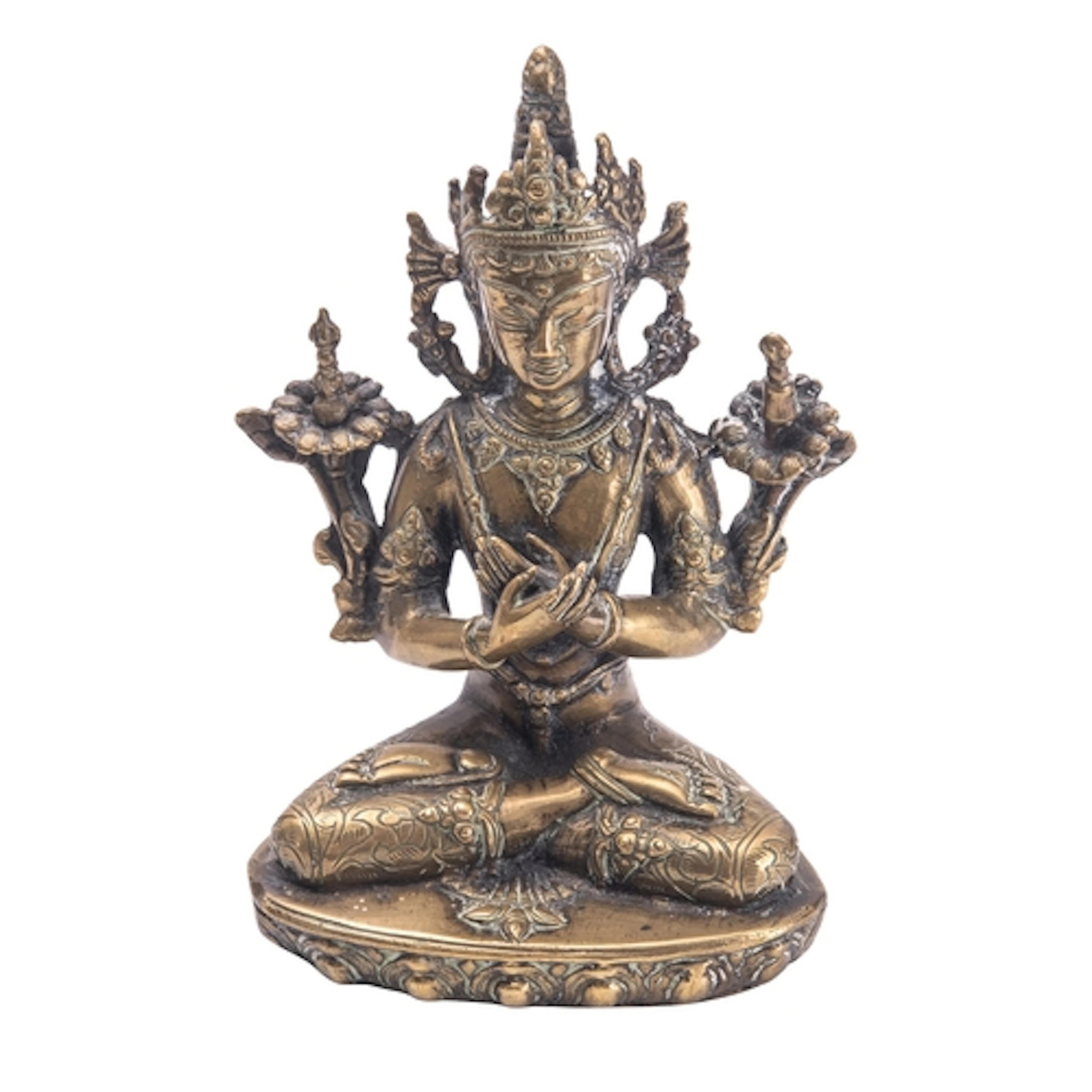 A Tibetan bronze figure of Vajradhara Buddha, seated in dhya...