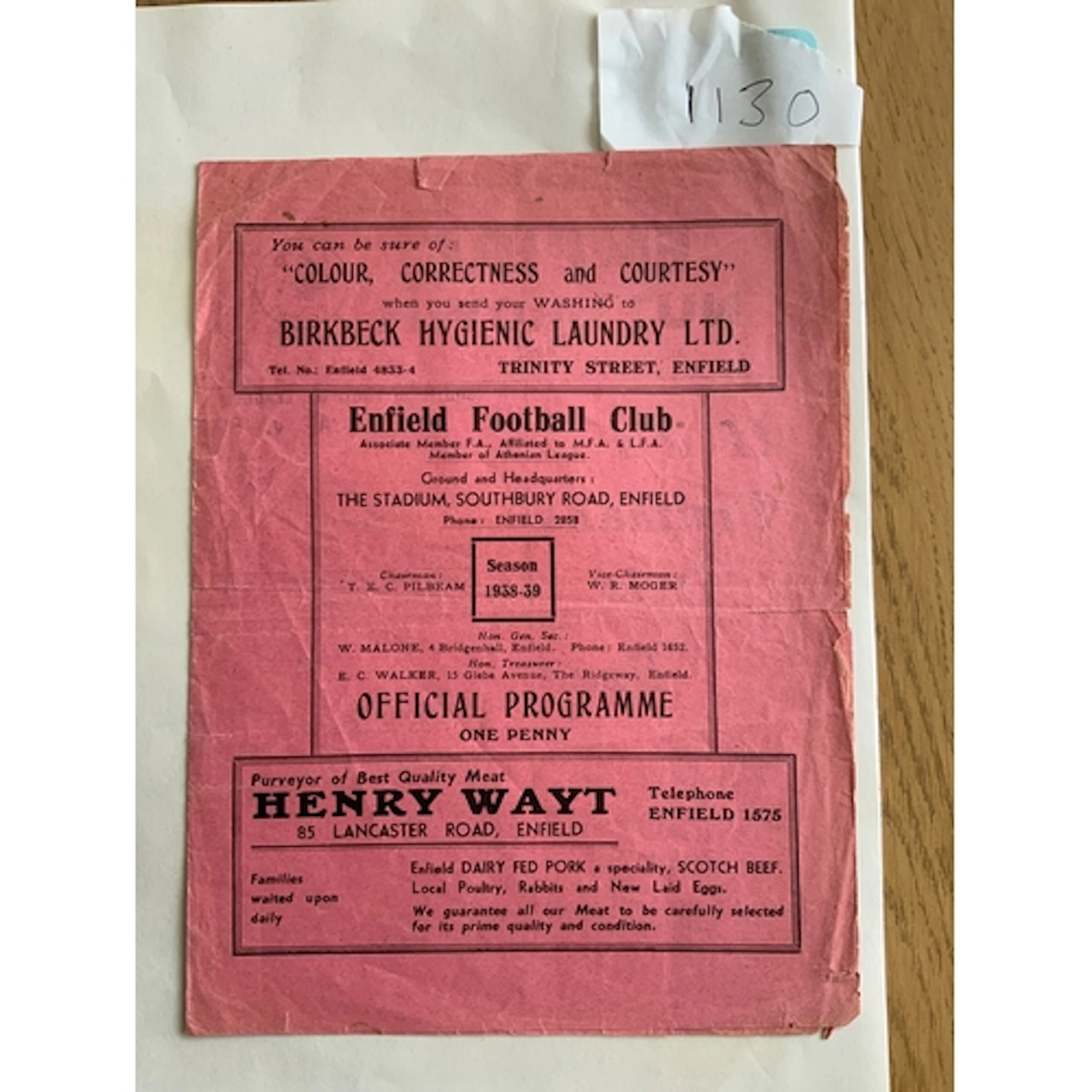 38/39 Arsenal A v Swindon Reserves At Enfield Football Progr...