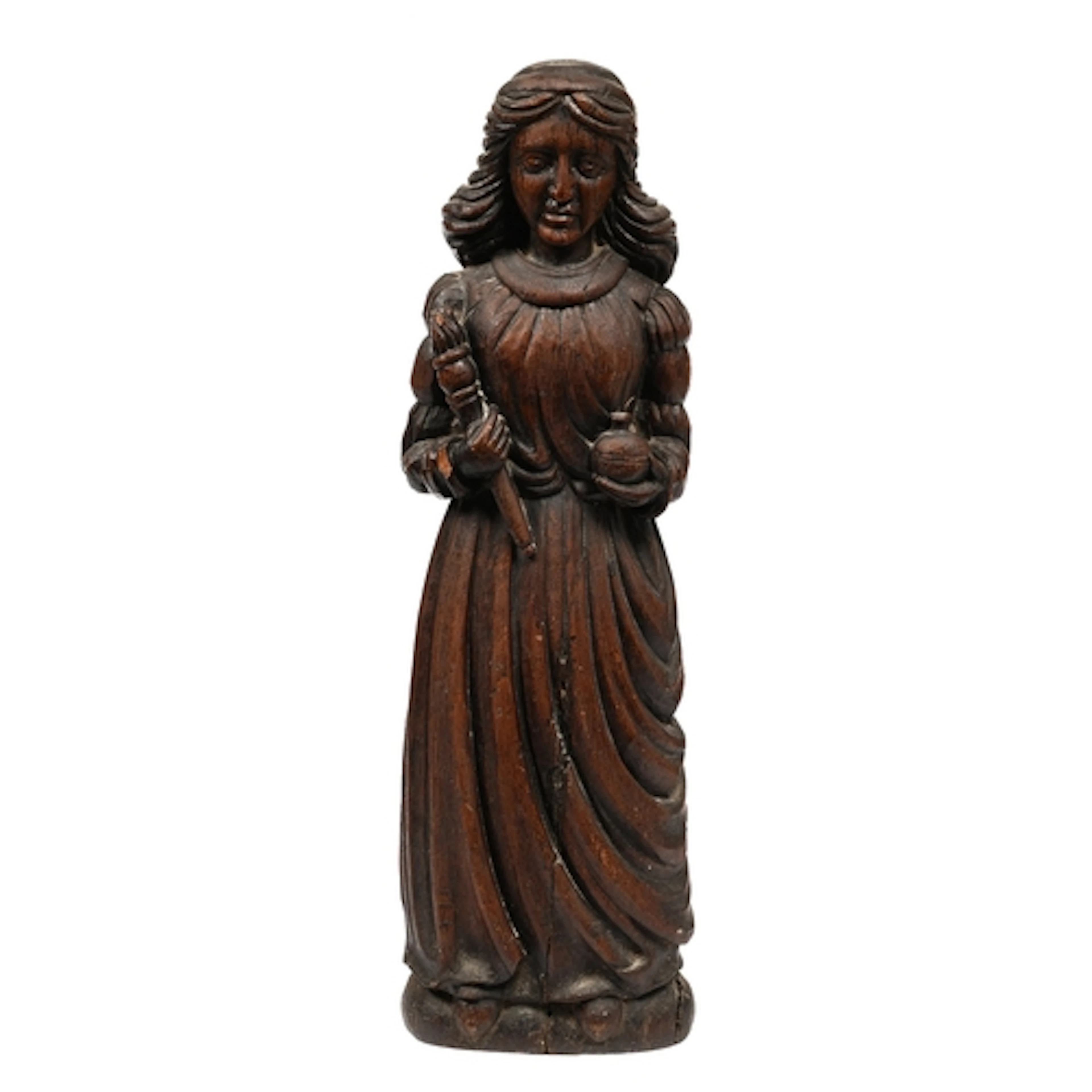A carved oak figure of St Mary Magdalene, British, early 19t...