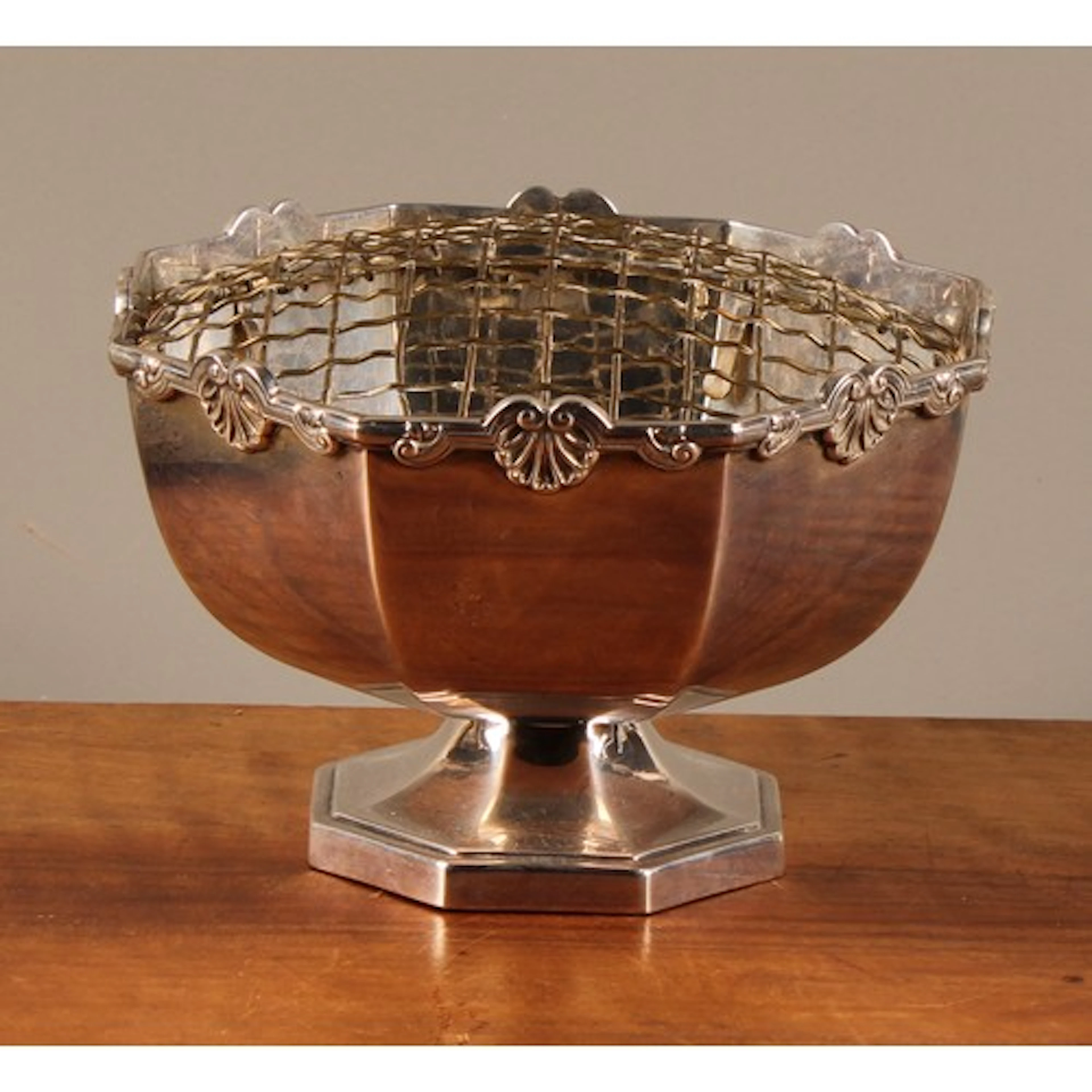 An Elizabeth II silver octagonal pedestal rose bowl, Chippen...