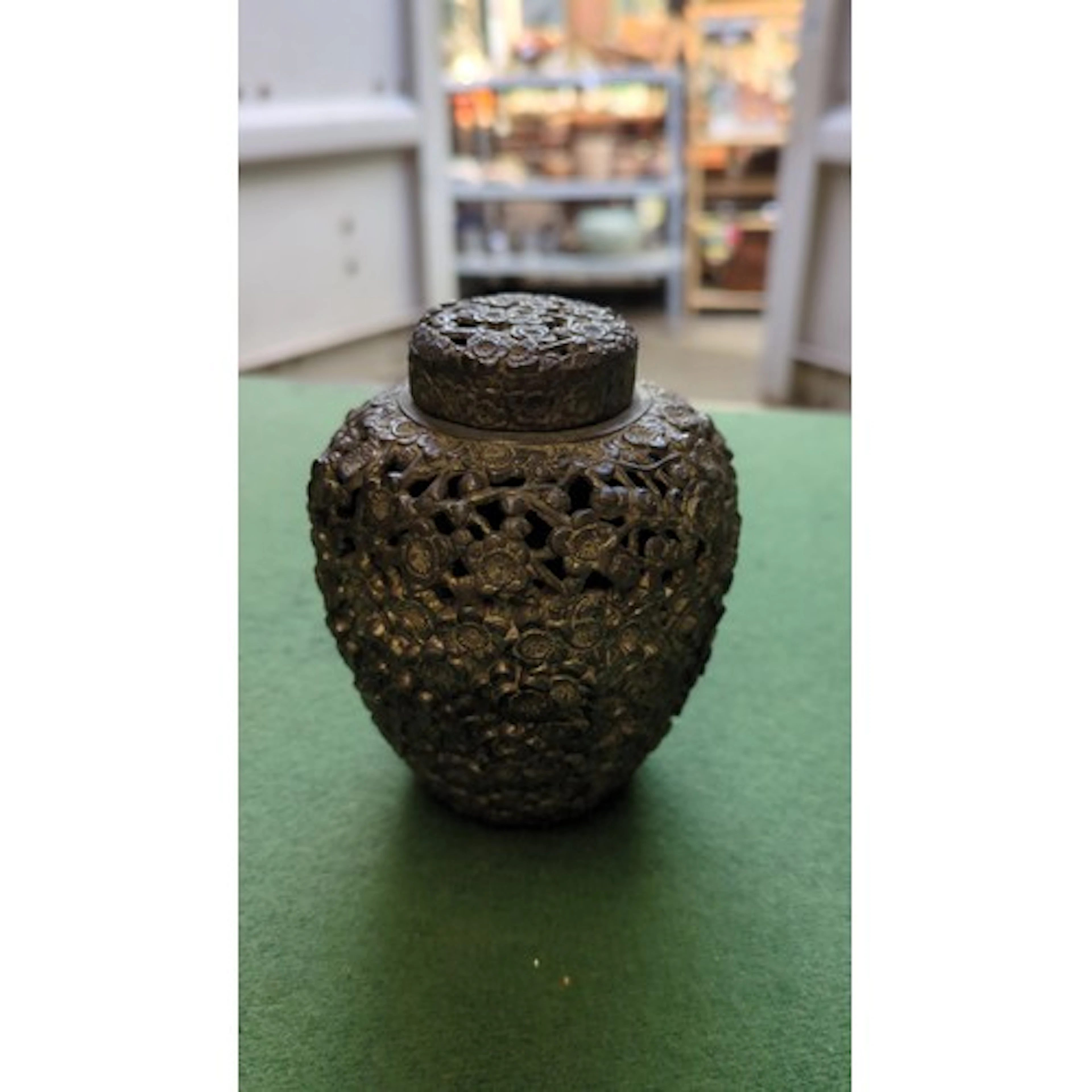 Japanese bronze koro and cover, Meiji period, of compressed ...