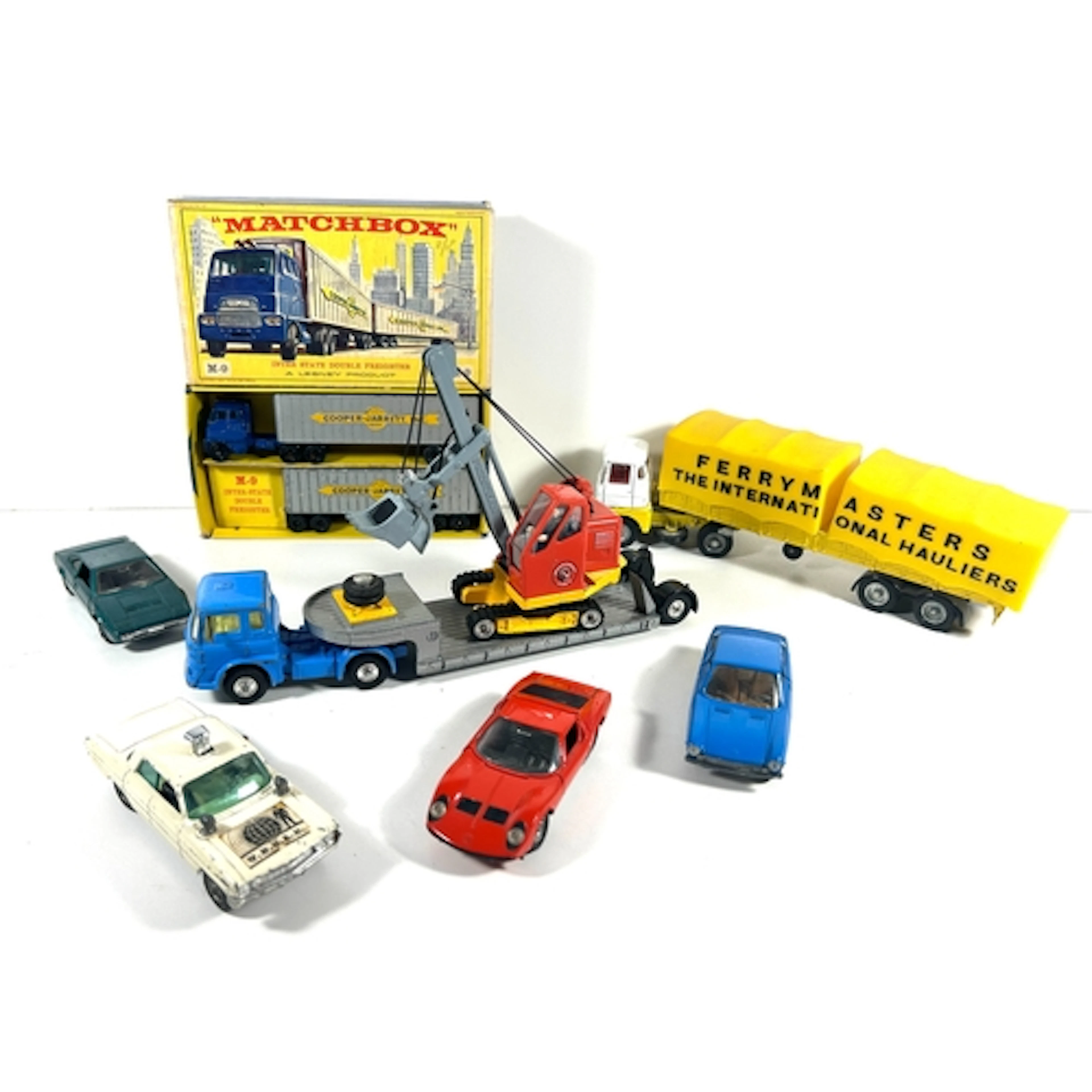 7 die cast models by various makers. CORGI Ferrymaster truck...