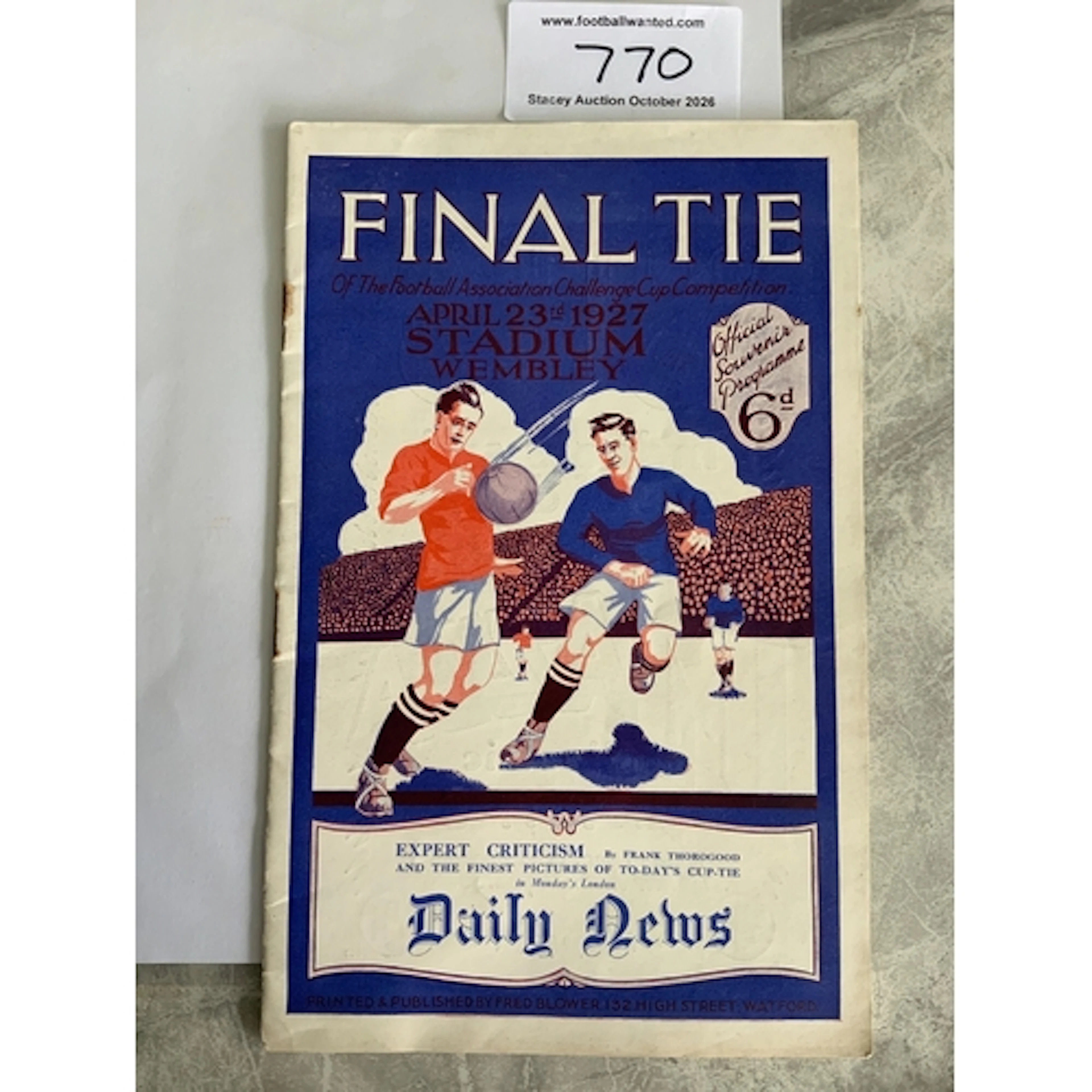 1927 FA Cup Final Football Programme: Arsenal v Cardiff City...