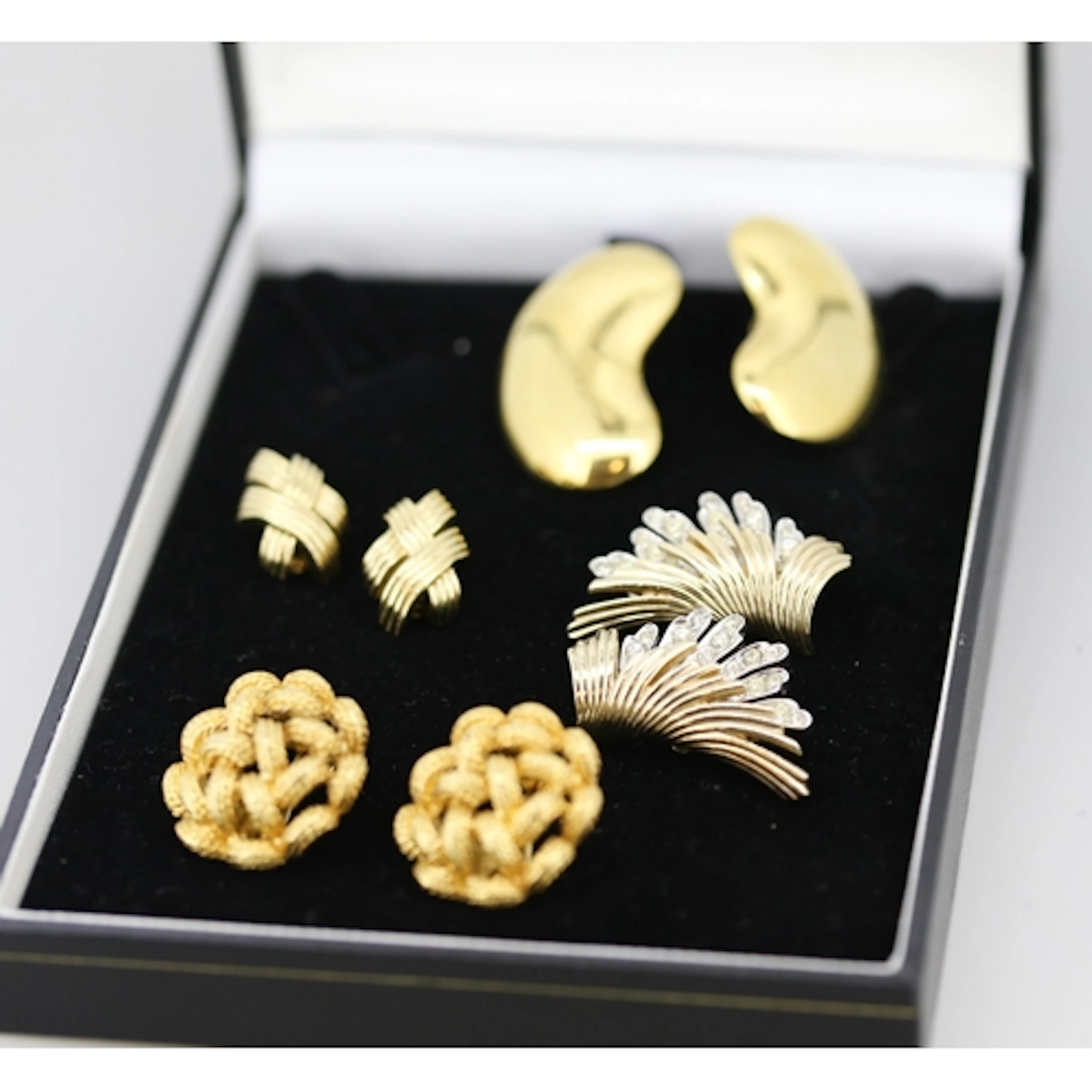 Four Pairs of Gold Tone Ladies Fantasy Statement Clip On Ear...