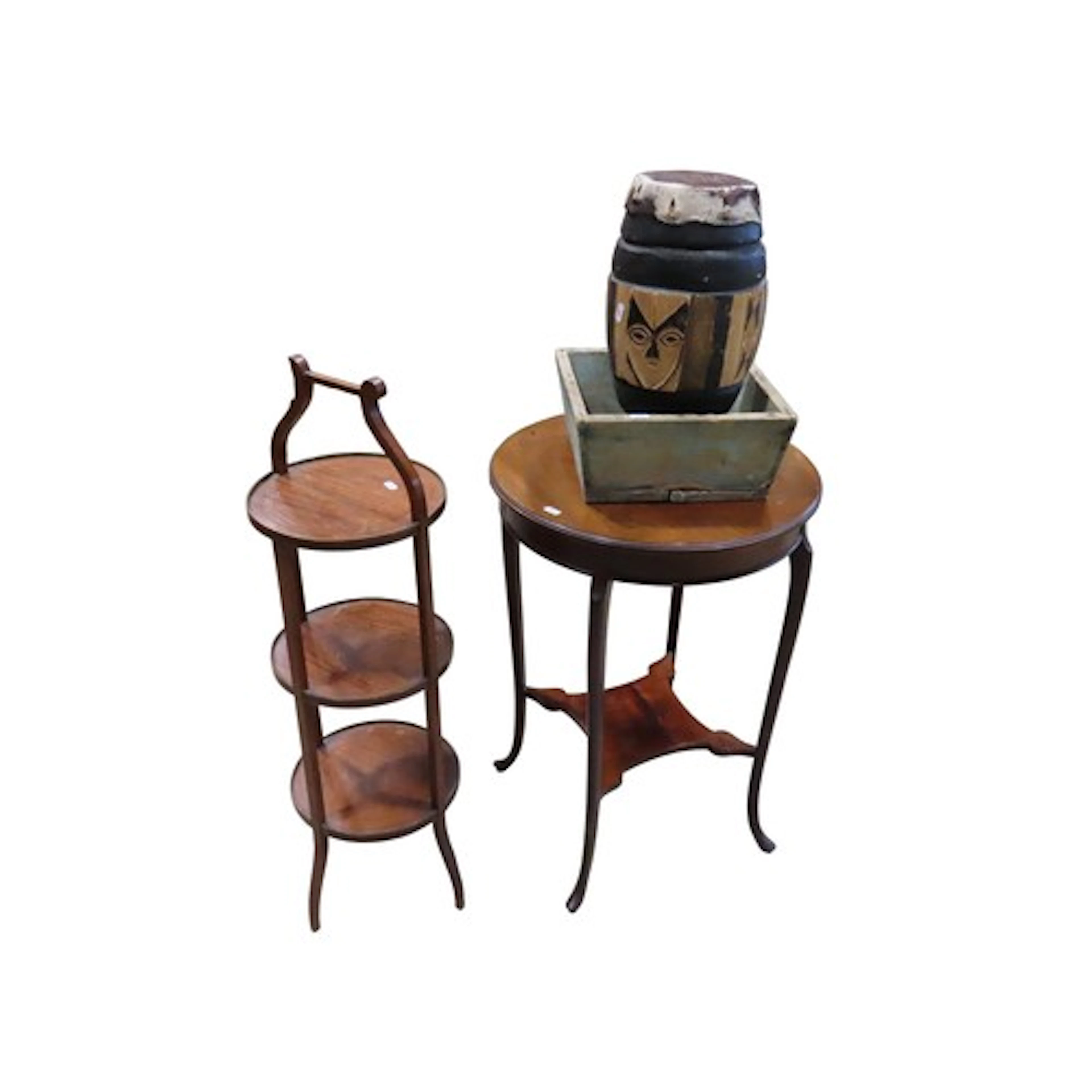 An Edwardian satin wood three tier cake stand, Edwardian occ...