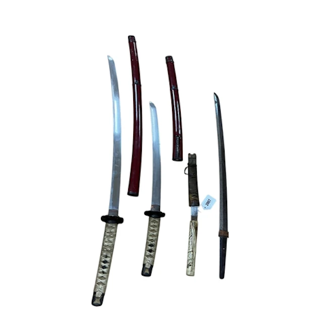 A pair of Japanese swords daisho, c.1950, blades 68.3cm and ...